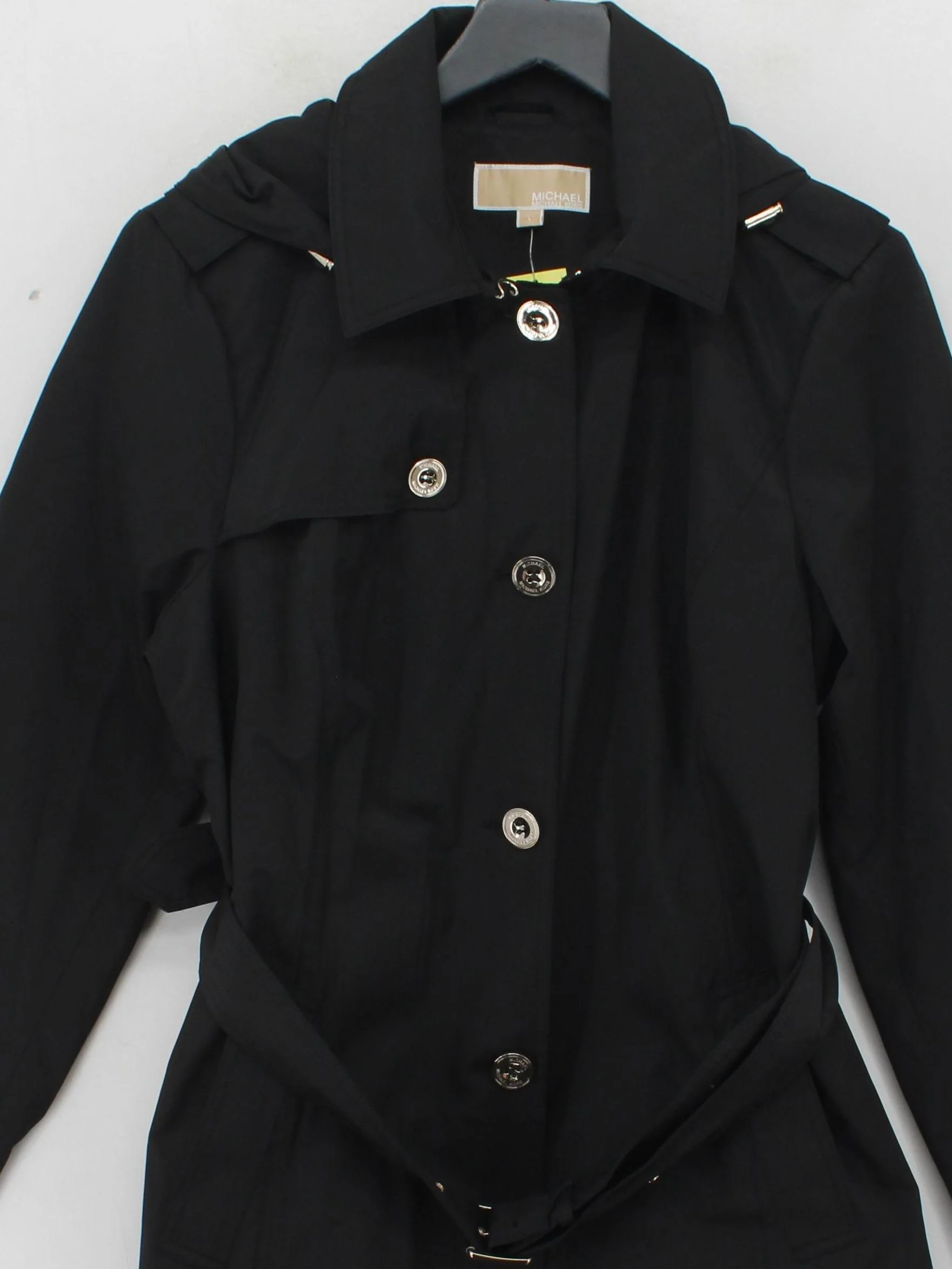 Michael Kors Women's Coat L Black Cotton with Polyester Trench Coat - Image 3