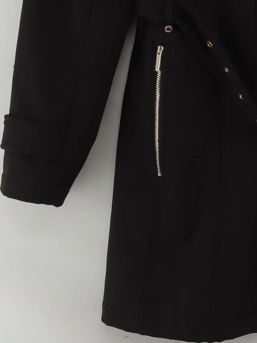 Michael Kors Women's Coat L Black Polyester with Spandex Trench Coat - Image 4