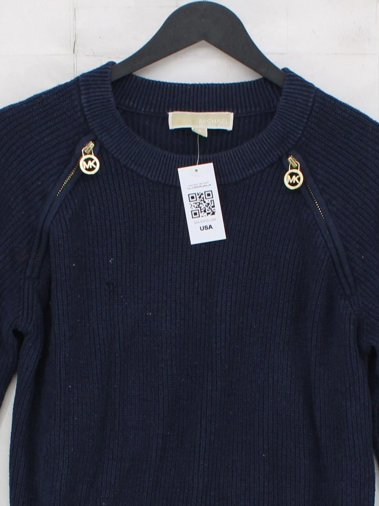 Michael Kors Women's Jumper S Blue Cotton with Viscose, Nylon Crew Neck Pullover - Image 3