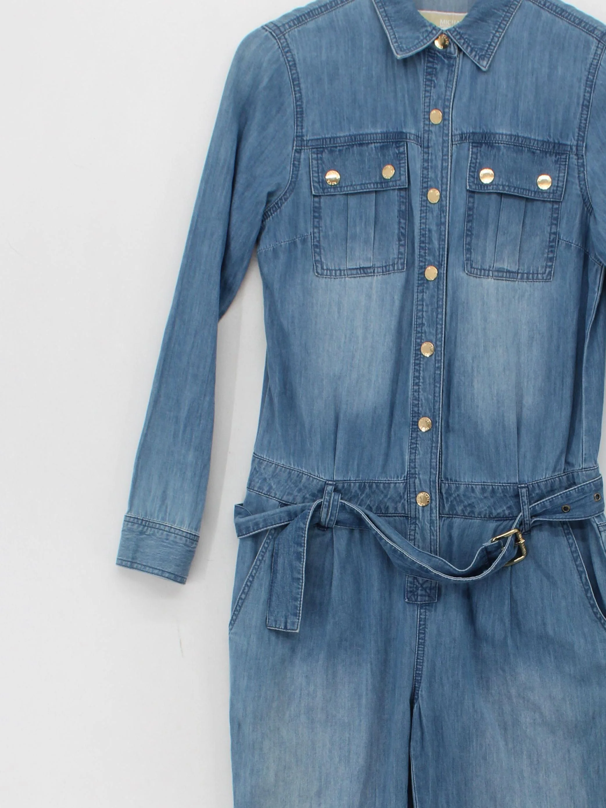 Michael Kors Women's Jumpsuit UK 8 Blue Cotton with Silk Skinny Jumpsuit - Image 3