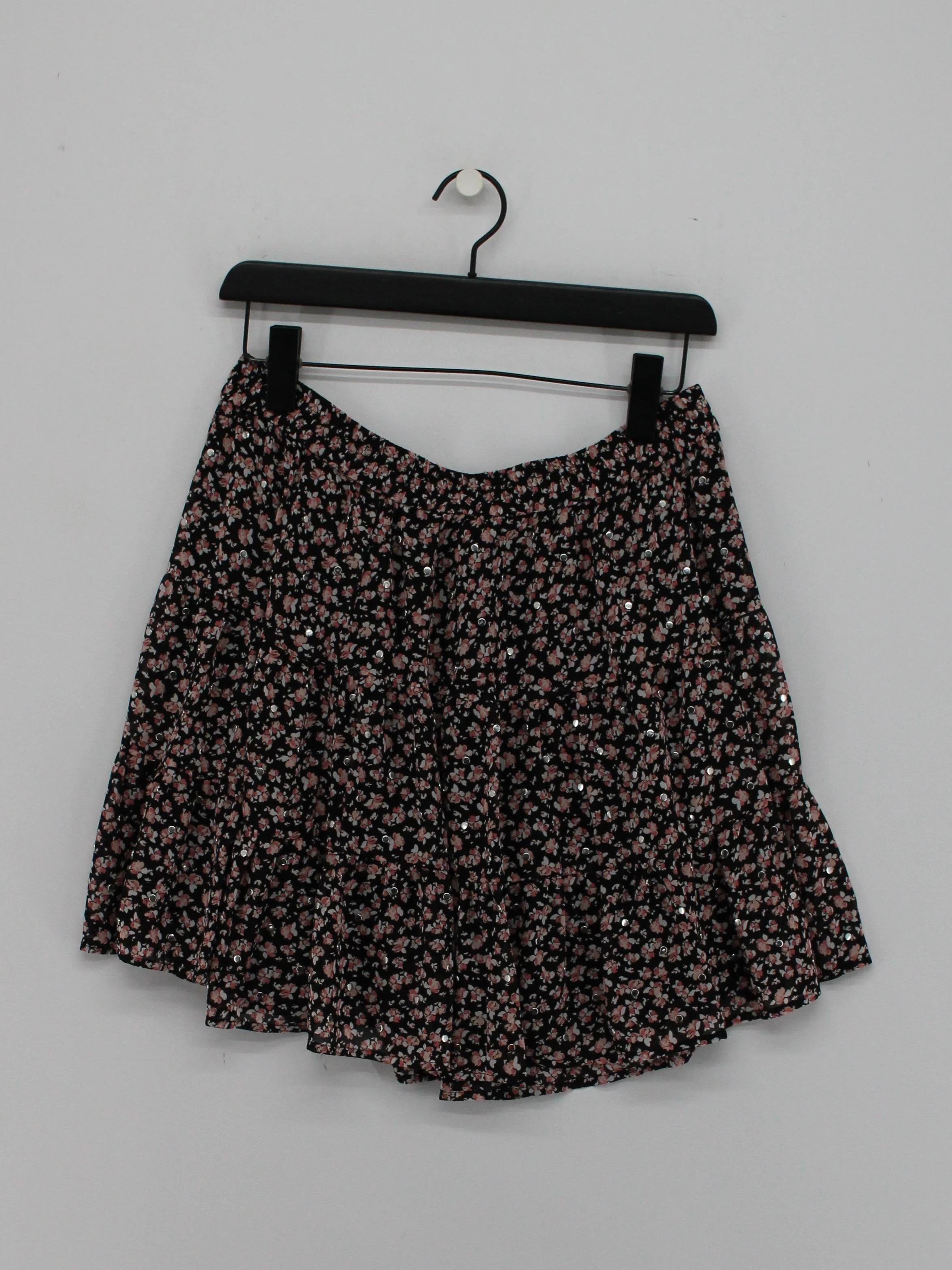 Michael Kors Women's Mini Skirt L Black Floral 100% Polyester Short Mini - Image 2