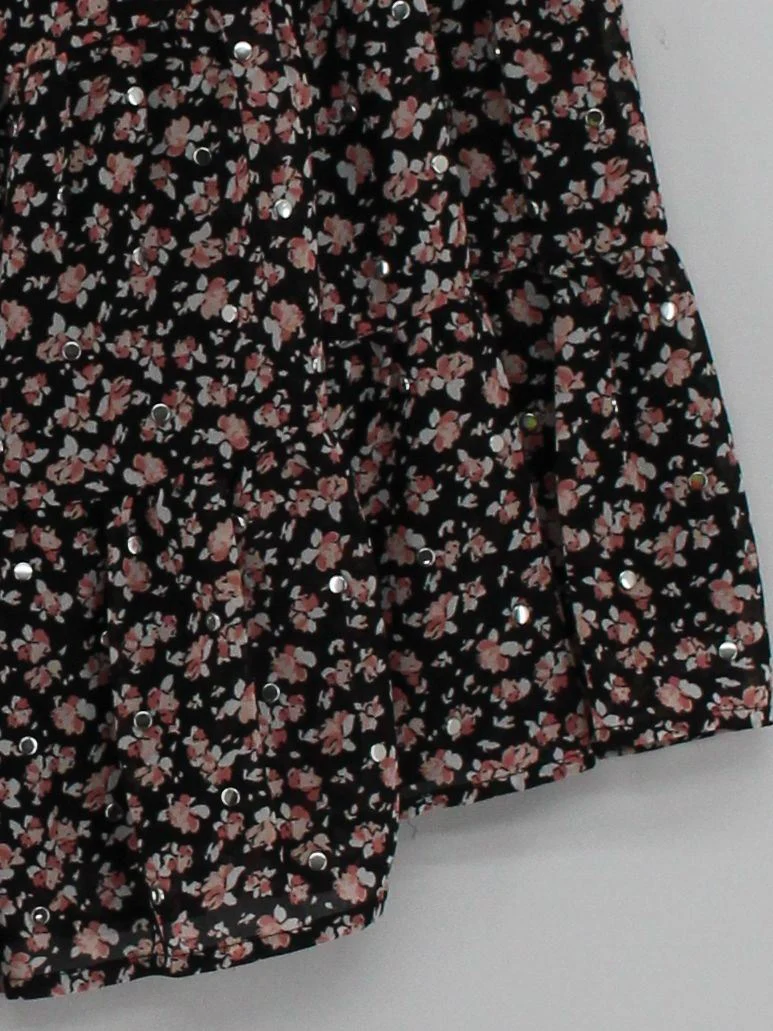 Michael Kors Women's Mini Skirt L Black Floral 100% Polyester Short Mini - Image 4