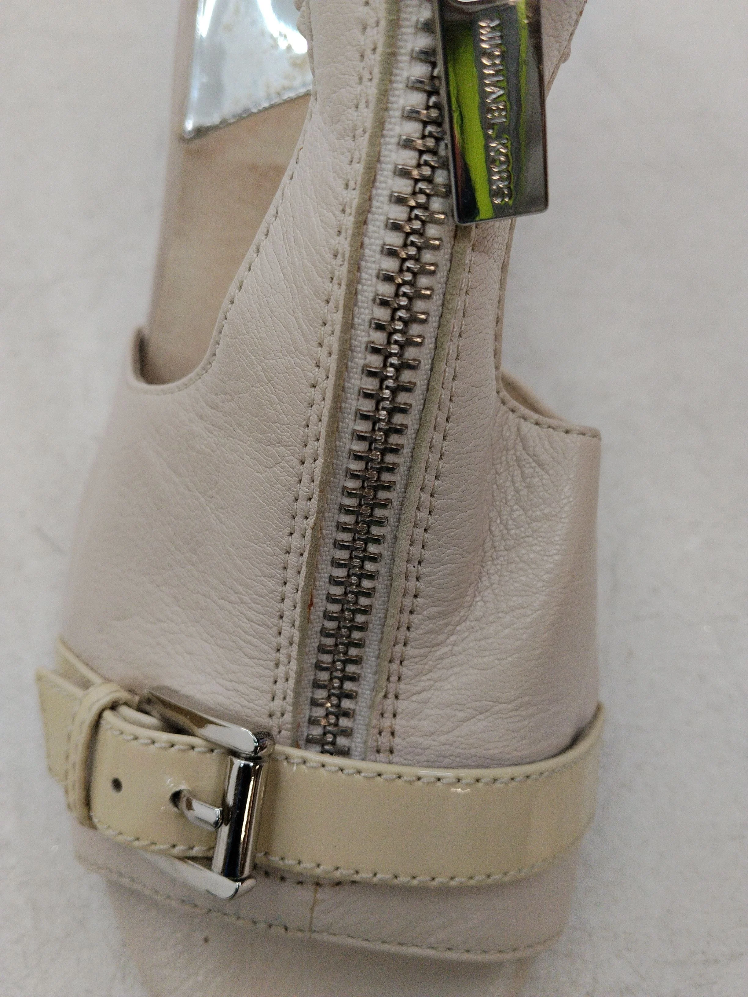 Michael Kors Women's Sandals UK 7 Cream Leather with Faux Leather Strappy - Image 8