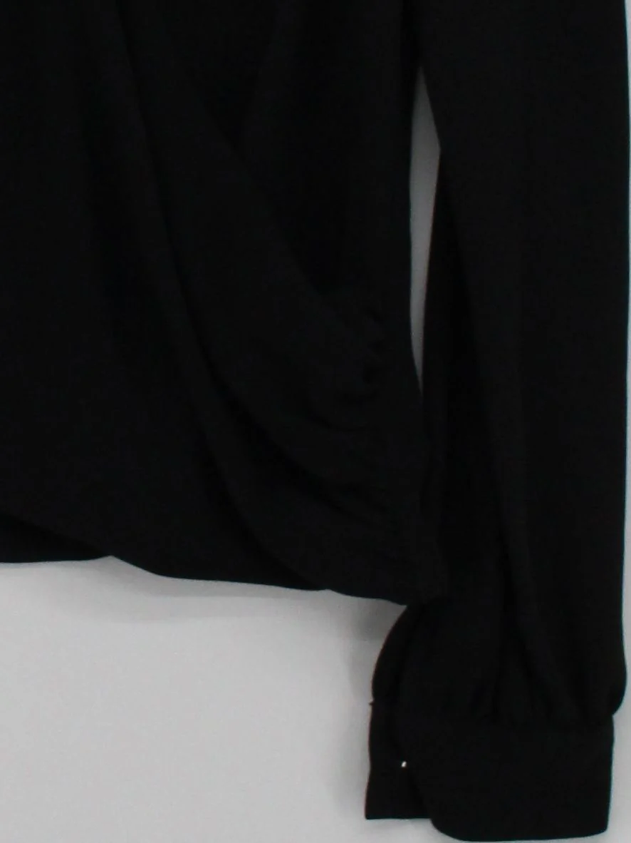 Michael Kors Women's Top UK 6 Black 100% Polyester Long Sleeve High Neck Basic - Image 4