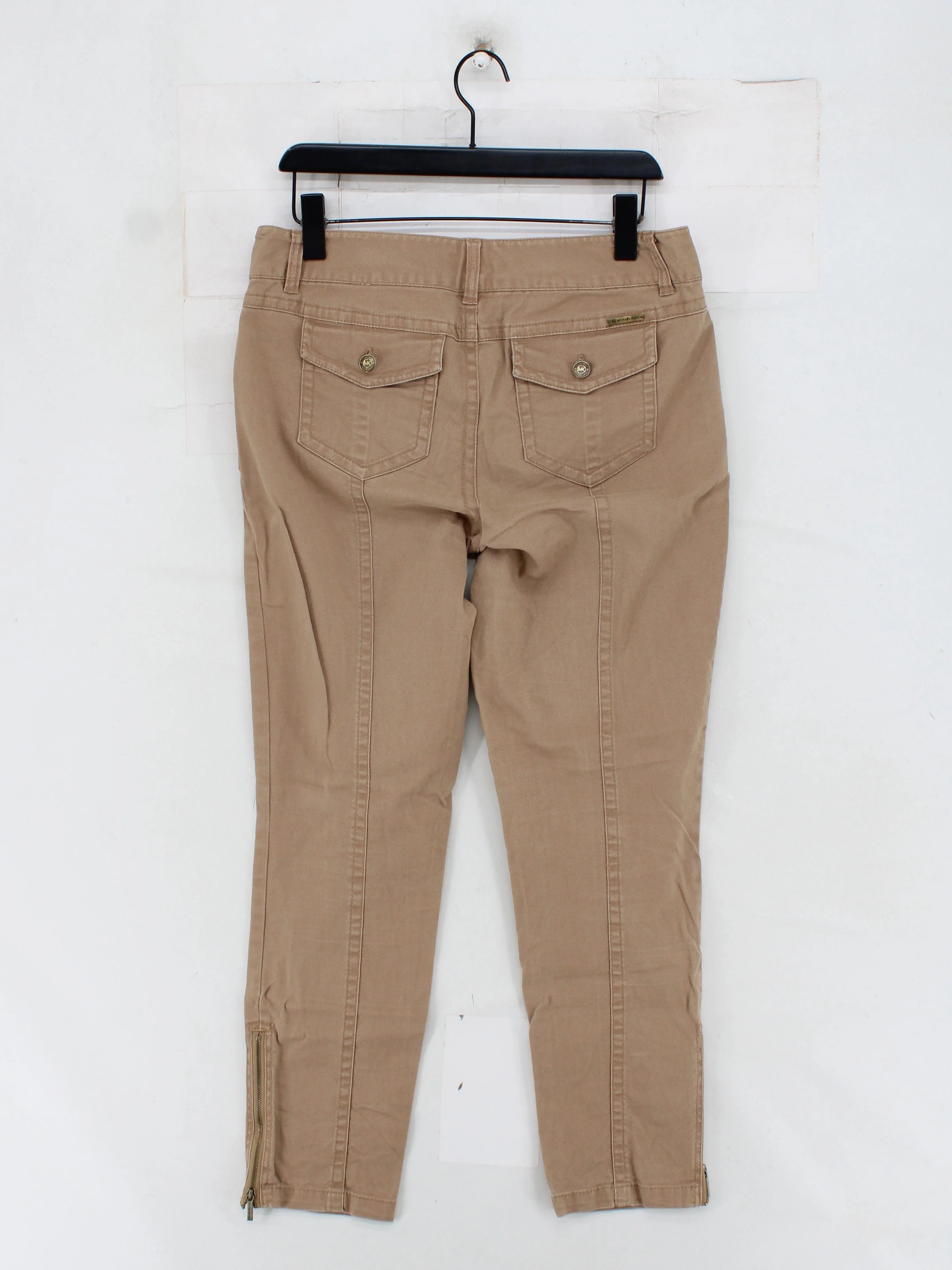 Michael Kors Women's Trousers UK 12 Tan Cotton with Spandex Tapered Cropped - Image 2