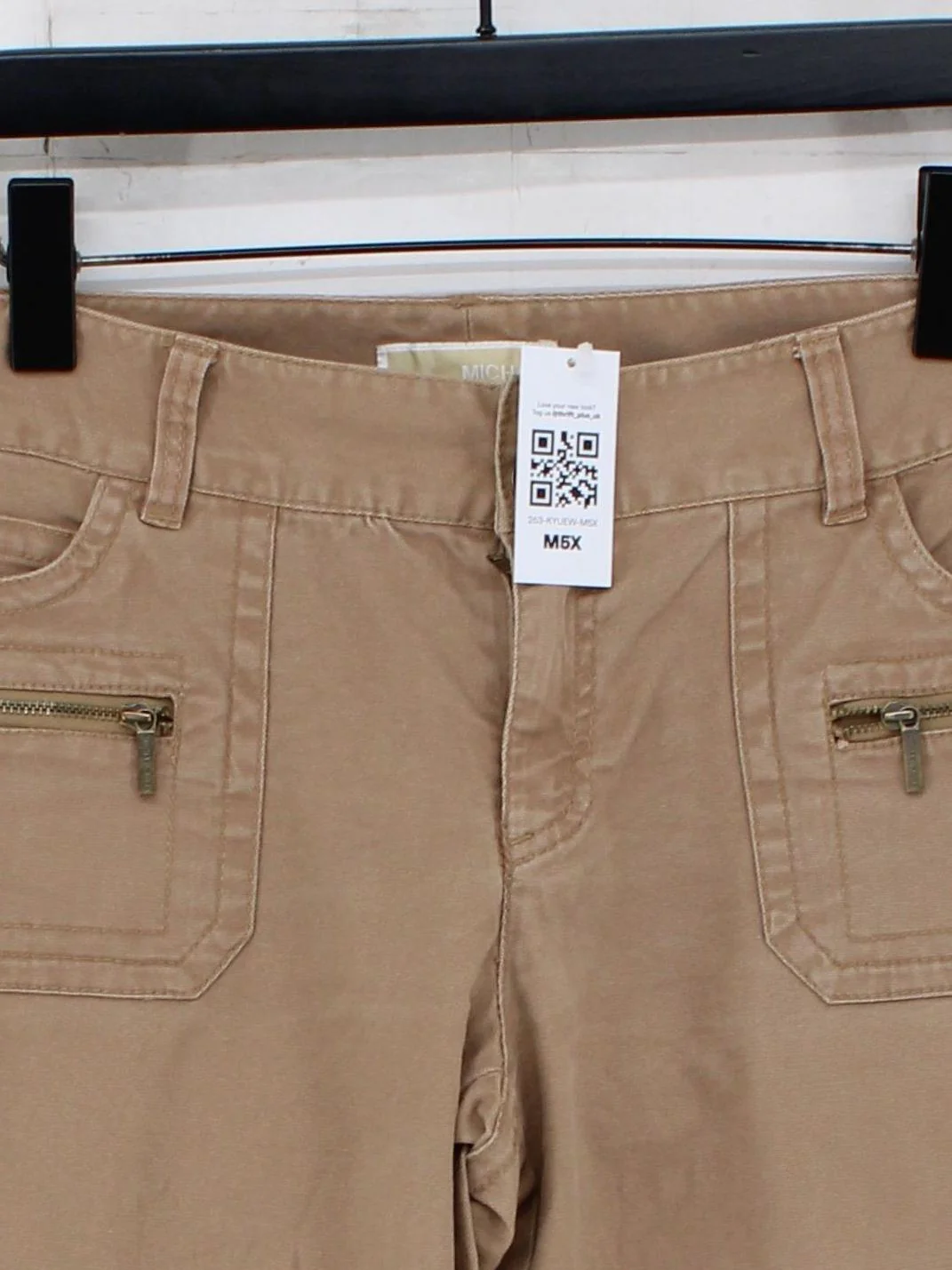 Michael Kors Women's Trousers UK 12 Tan Cotton with Spandex Tapered Cropped - Image 3