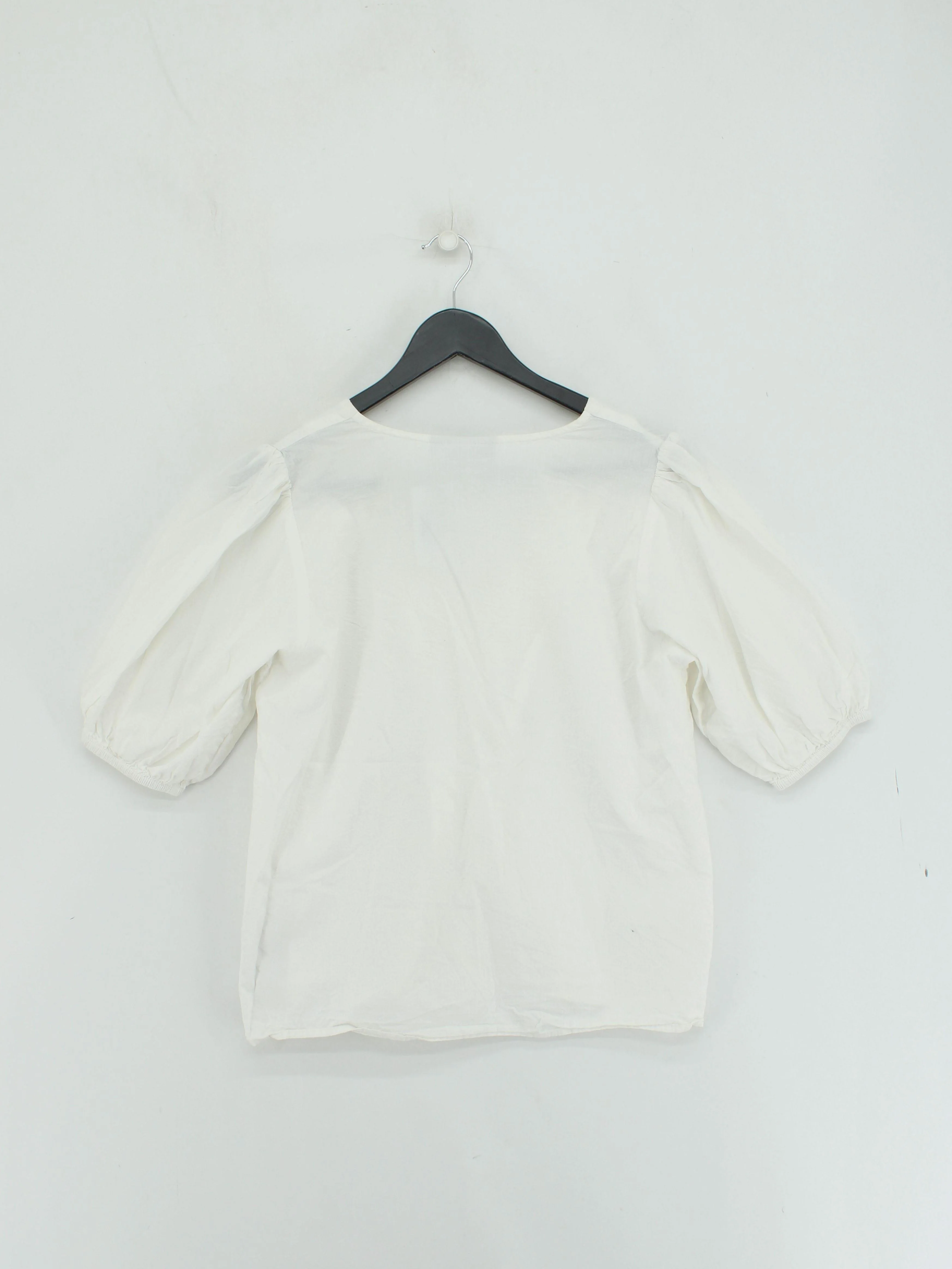Minimum Women's Blouse UK 8 White 100% Cotton 3/4 Sleeve V-Neck Basic - Image 2