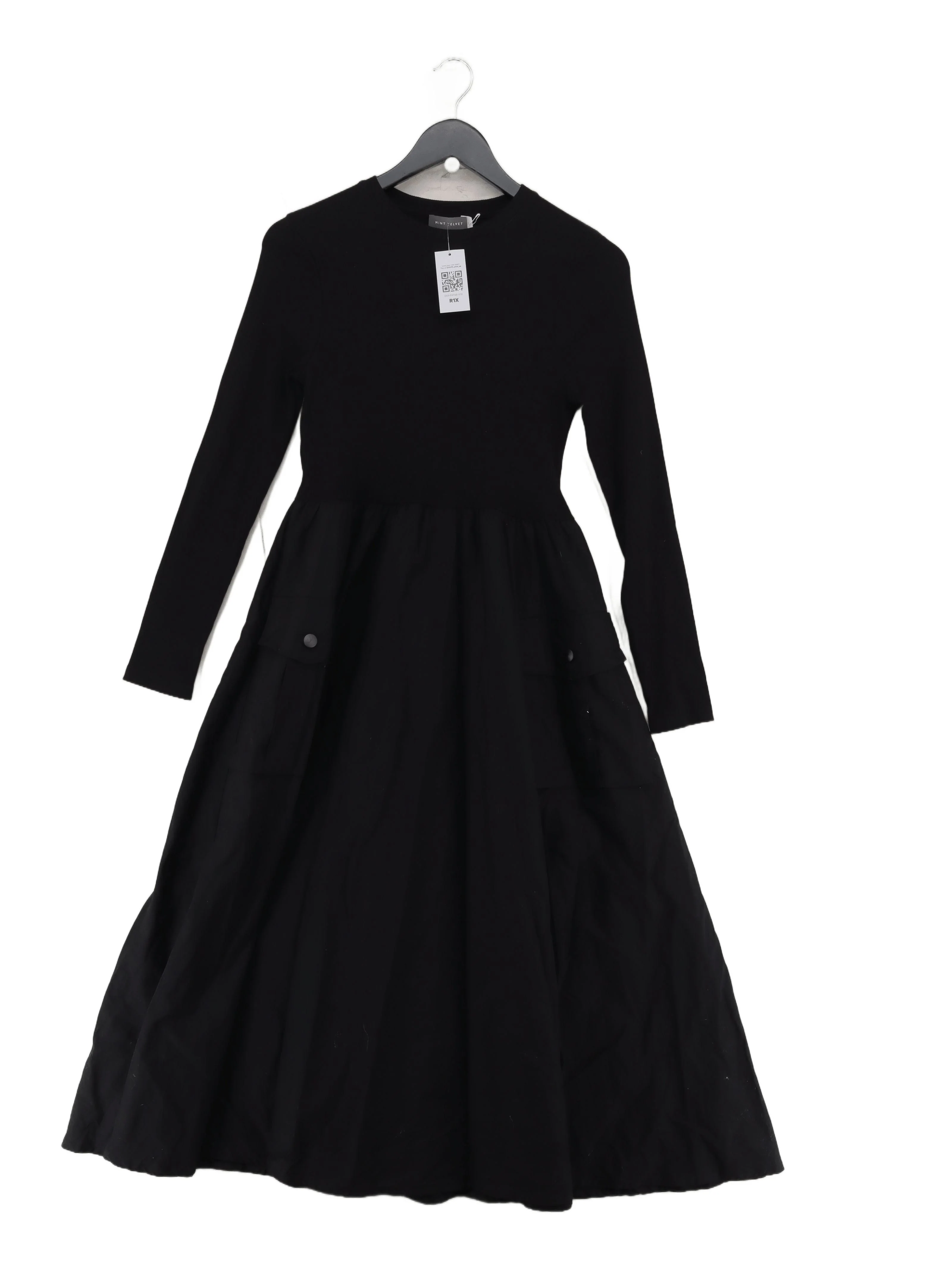Mint Velvet Shirt Midi Dress S in Black