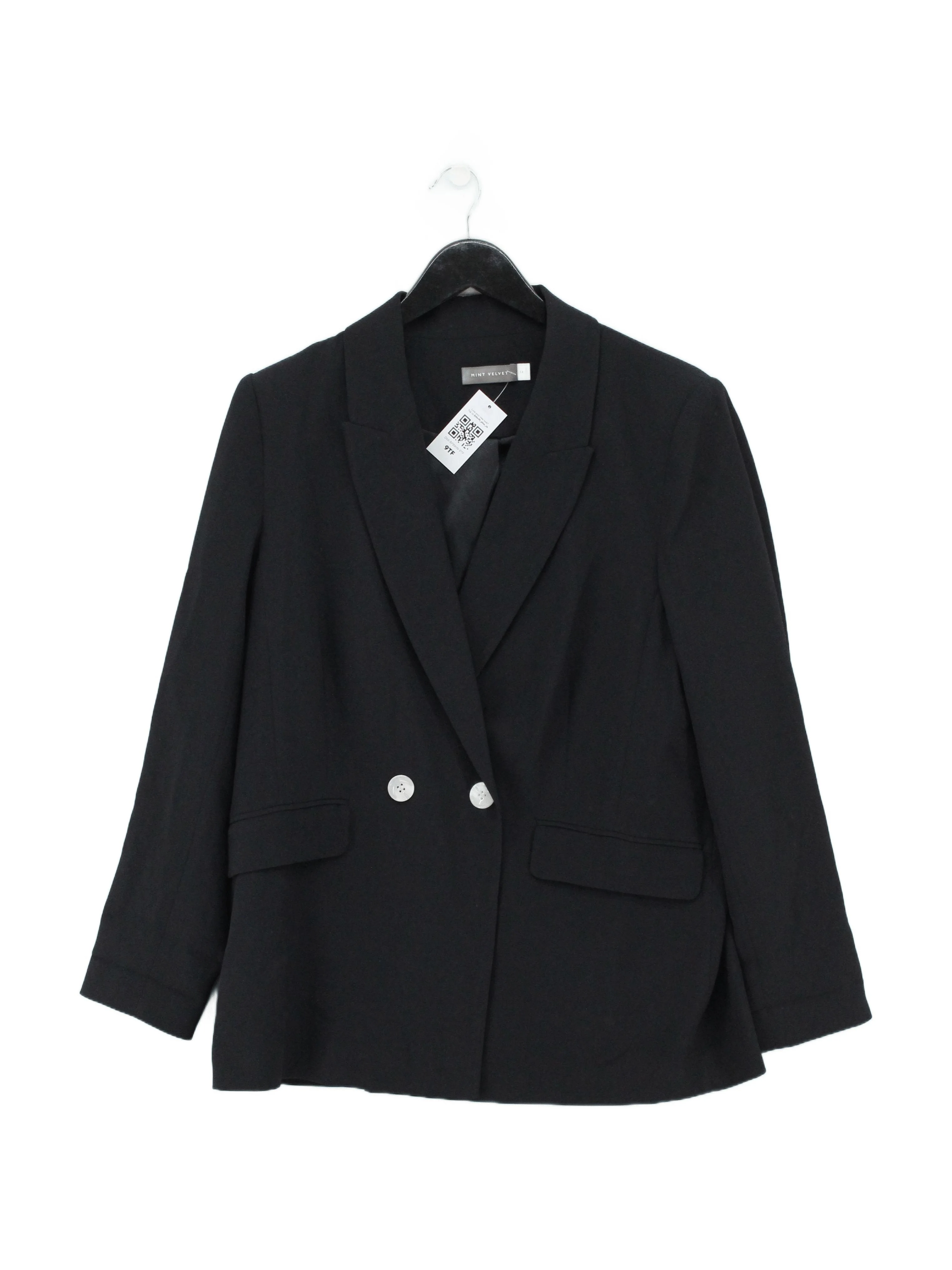Mint Velvet Women's Blazer UK 14 Black Polyester with Elastane Overcoat