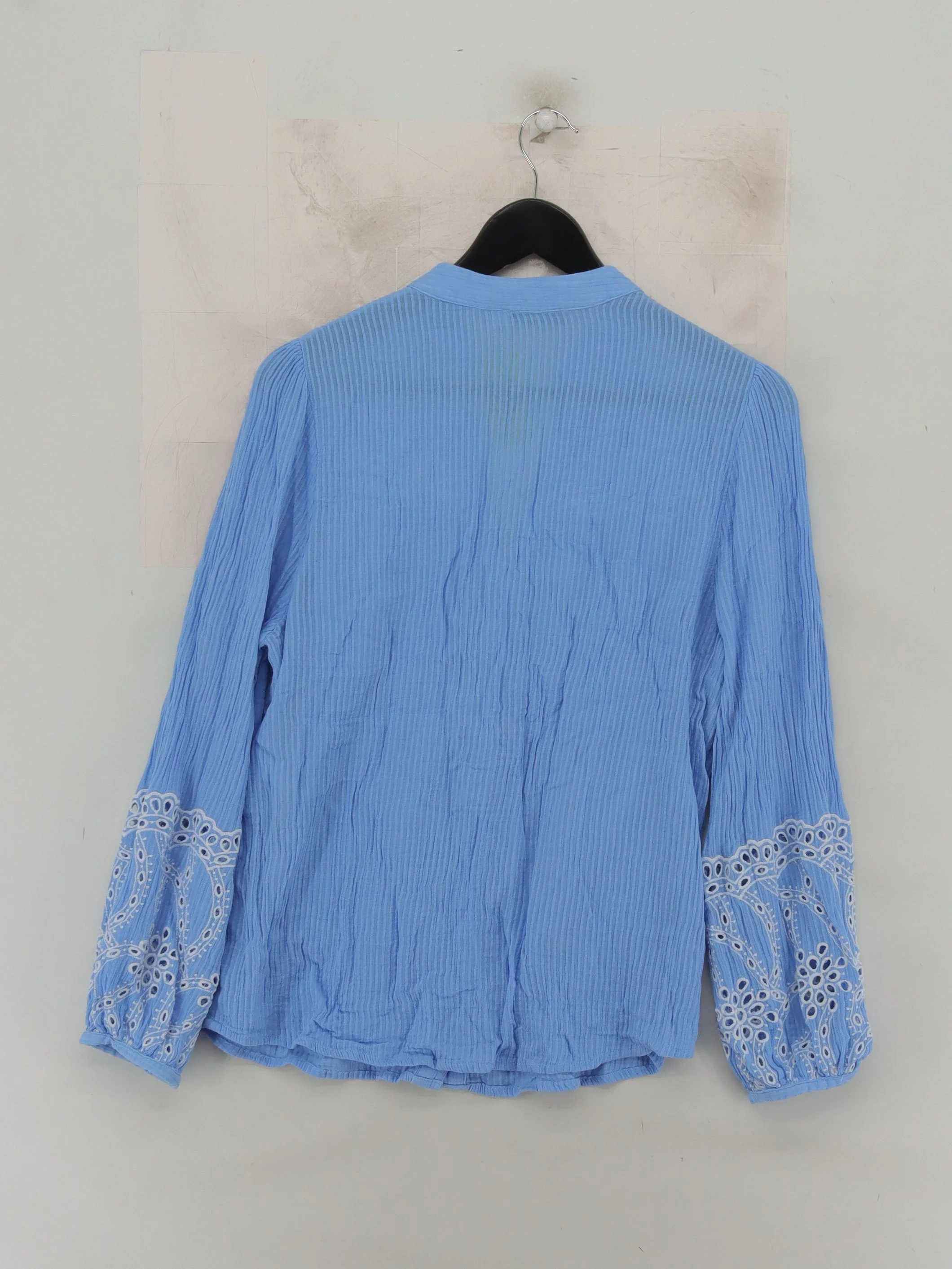 Mint Velvet Women's Blouse L Blue 100% Cotton Long Sleeve Collared Basic - Image 2