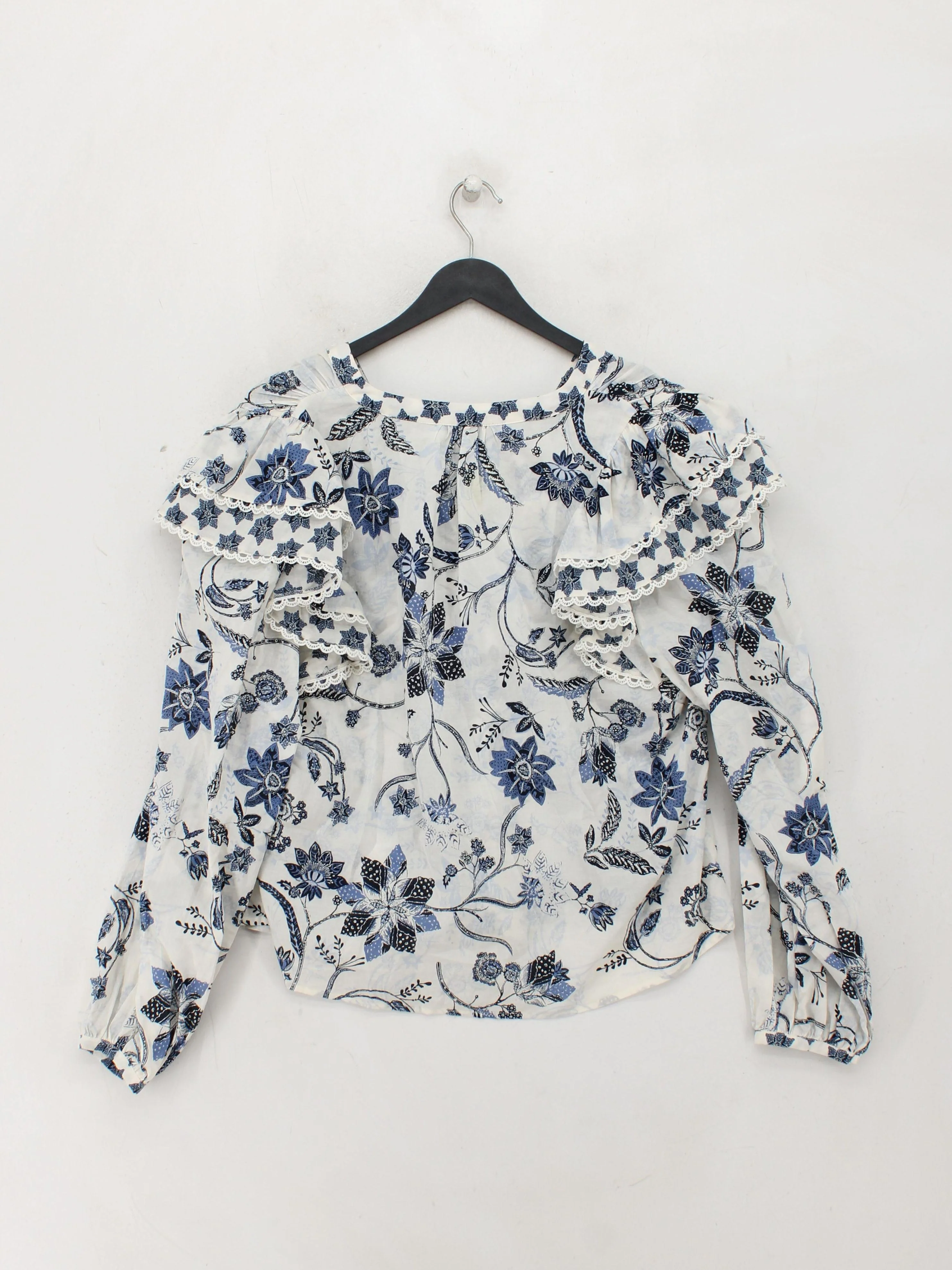 Mint Velvet Women's Blouse L White Floral 100% Other Long Sleeve Collared Basic - Image 2