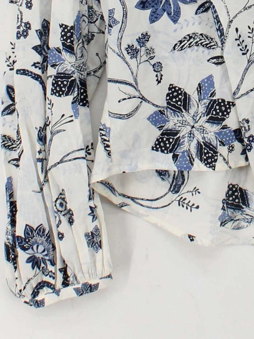 Mint Velvet Women's Blouse L White Floral 100% Other Long Sleeve Collared Basic - Image 4