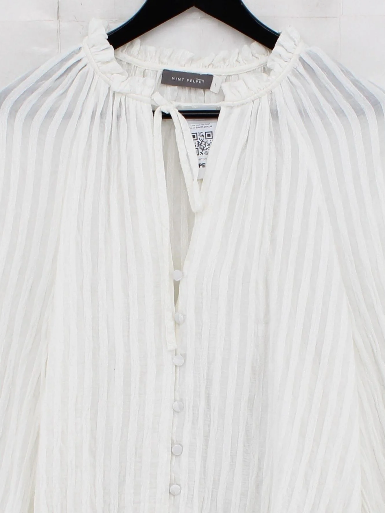 Mint Velvet Women's Blouse L White Viscose with Polyamide Basic - Image 3