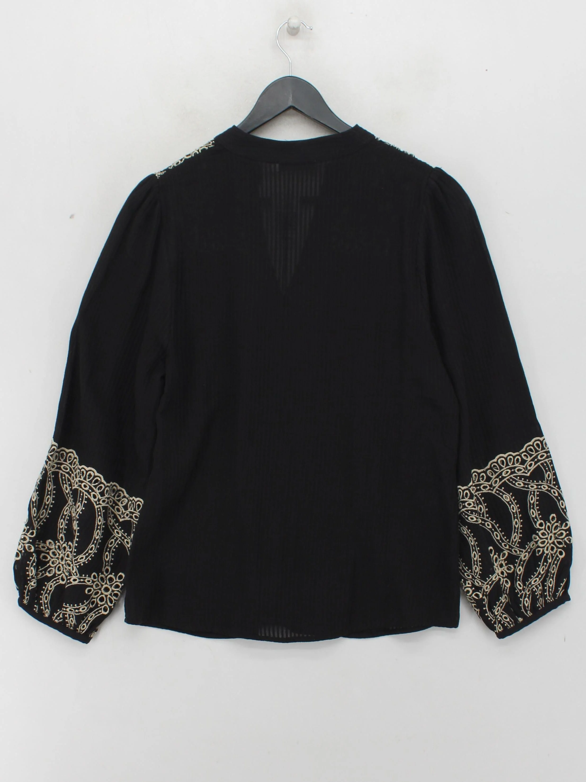 Mint Velvet Women's Blouse M Black 100% Cotton Long Sleeve Collared Basic - Image 2