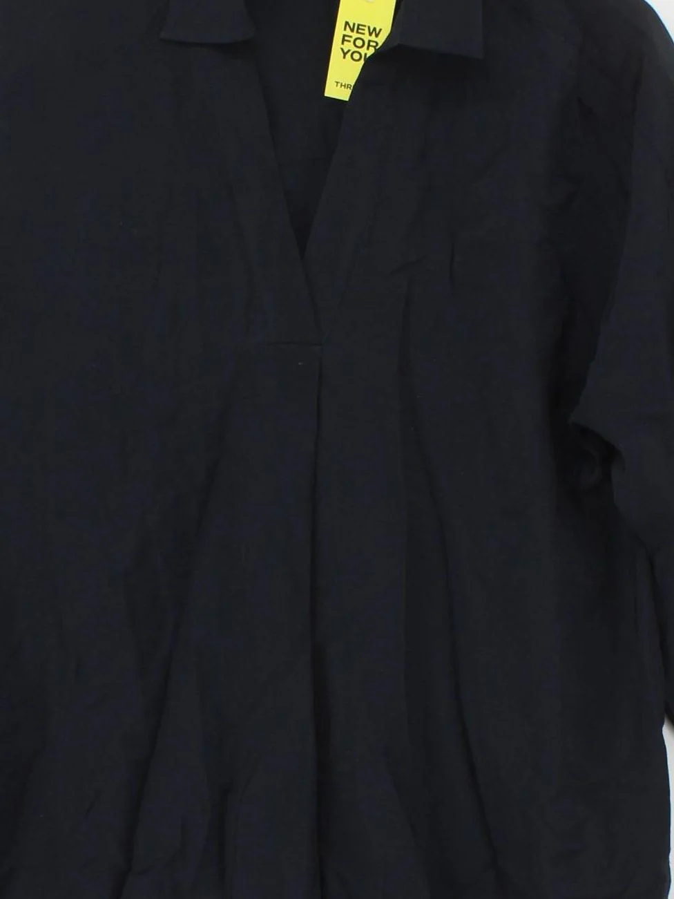 Mint Velvet Women's Blouse M Black 100% Viscose Long Sleeve V-Neck Basic - Image 3