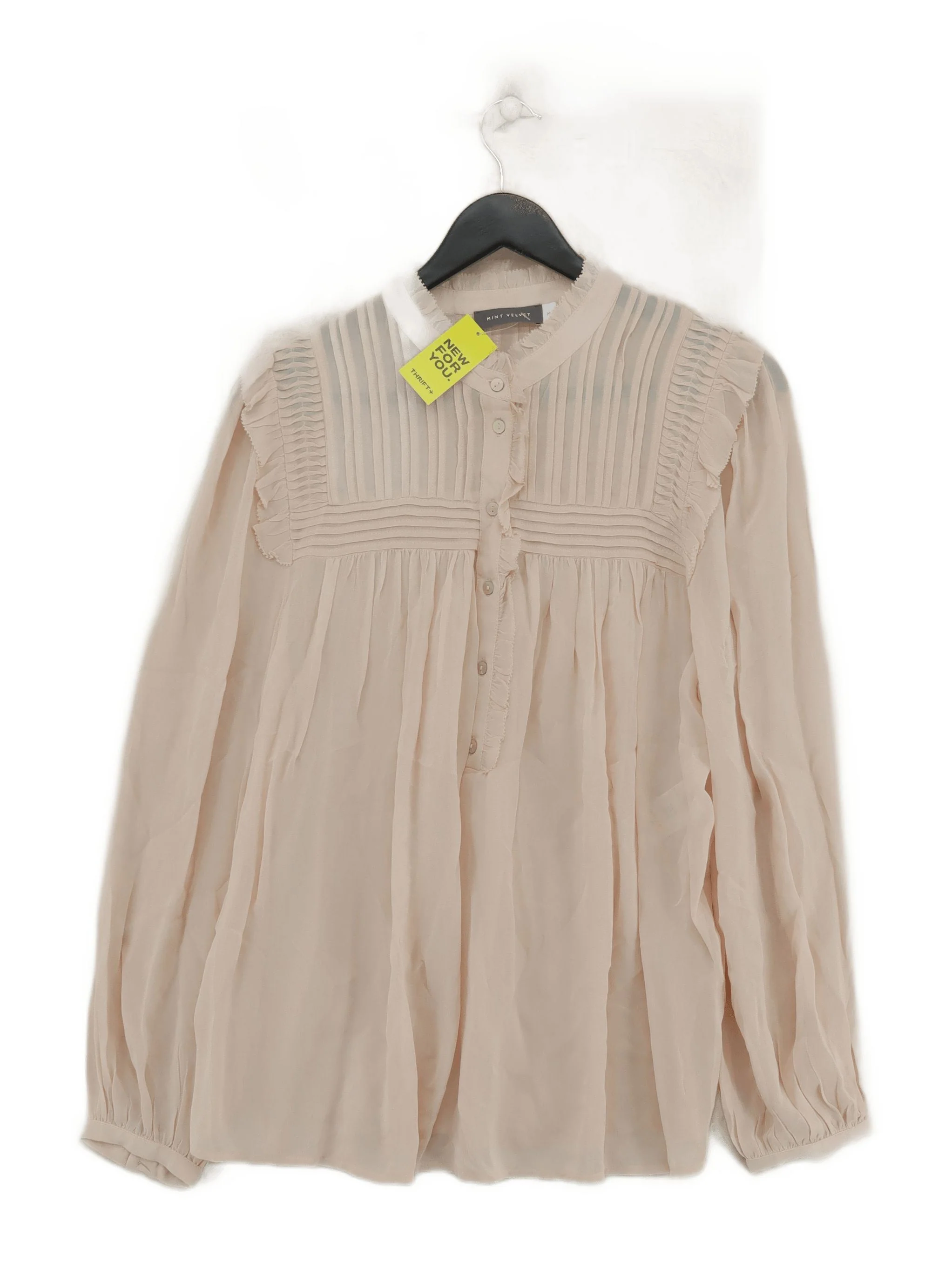 Mint Velvet Women's Blouse M Cream 100% Viscose Long Sleeve Collared Basic