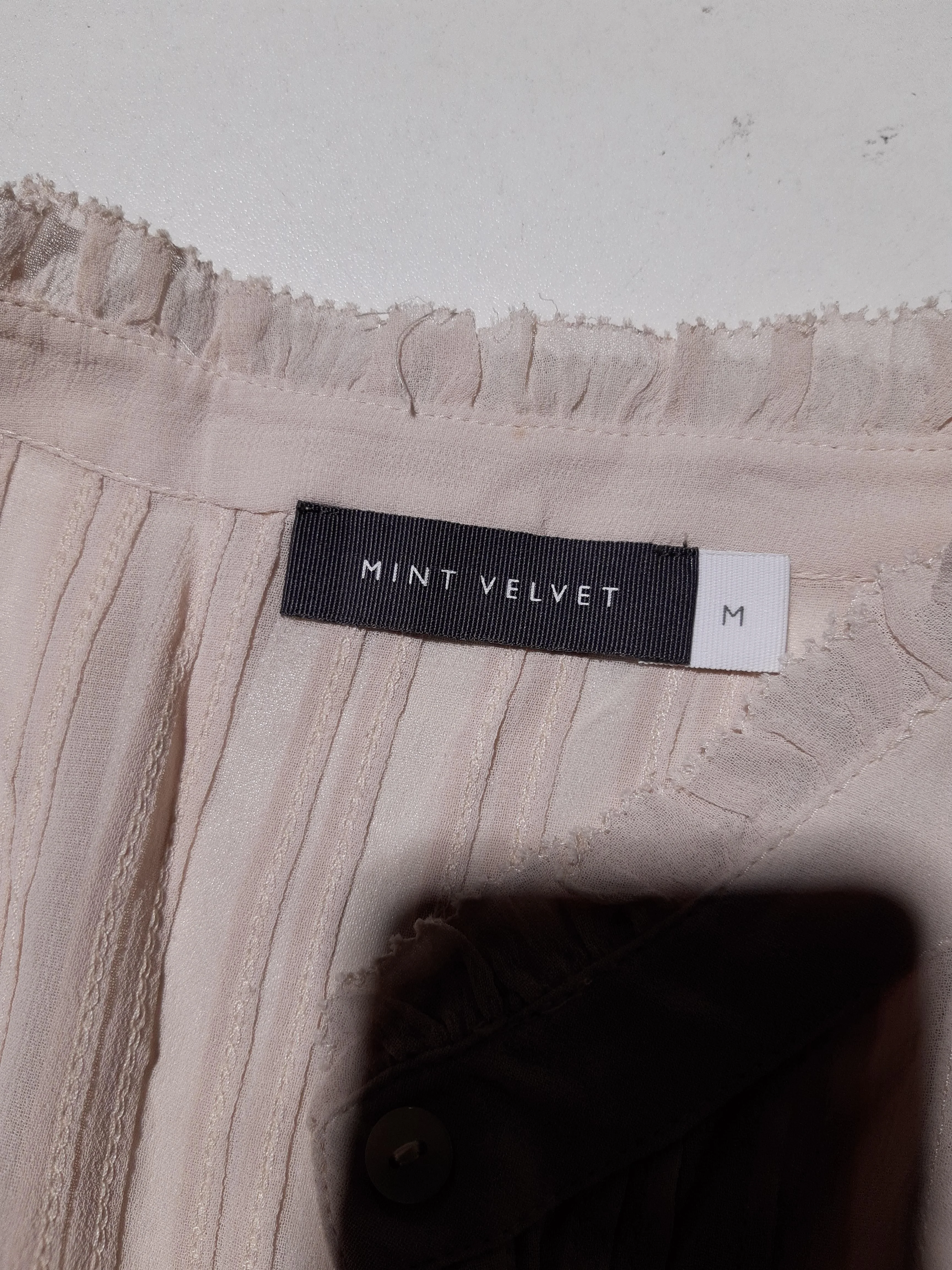 Mint Velvet Women's Blouse M Cream 100% Viscose Long Sleeve Collared Basic - Image 5