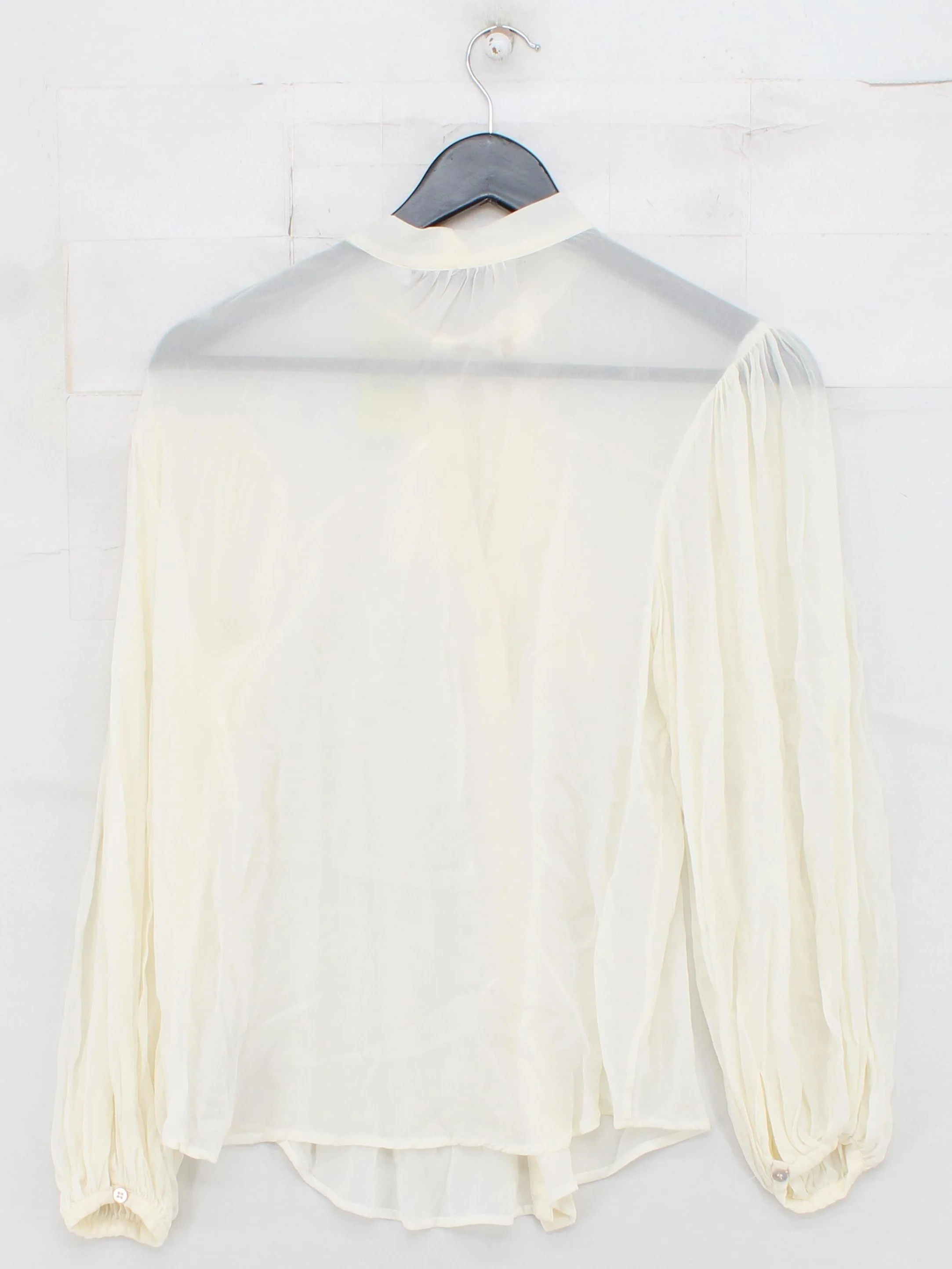 Mint Velvet Women's Blouse S Cream 100% Viscose Long Sleeve Collared Basic - Image 2