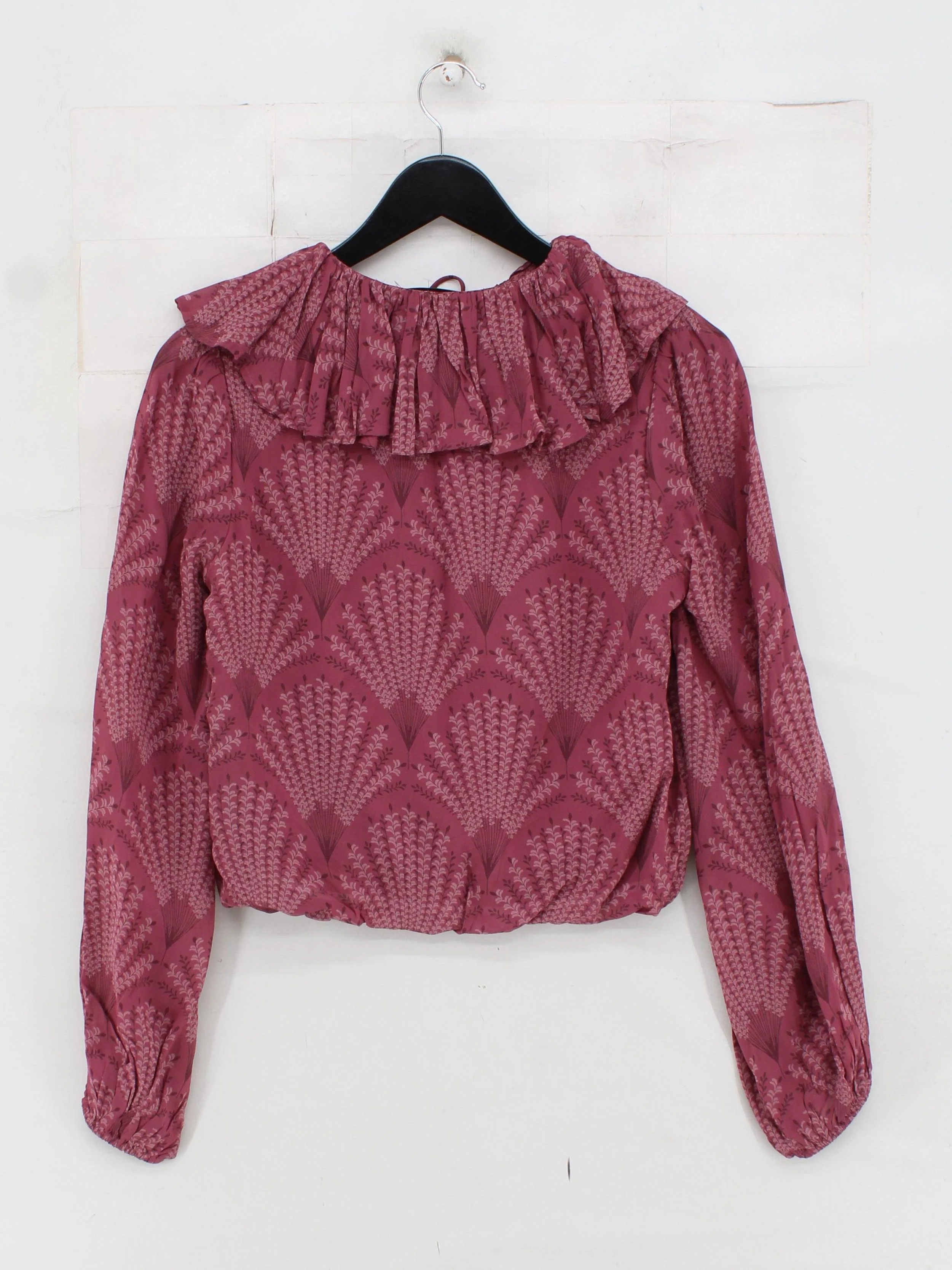 Mint Velvet Women's Blouse S Red 100% Viscose Long Sleeve Collared Basic - Image 2