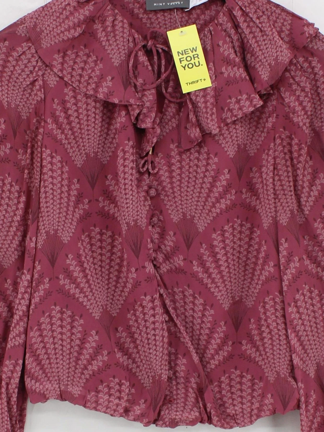 Mint Velvet Women's Blouse S Red 100% Viscose Long Sleeve Collared Basic - Image 3