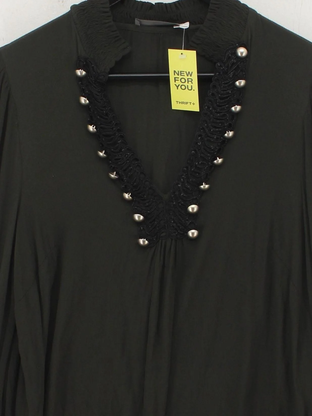 Mint Velvet Women's Blouse UK 12 Black 100% Viscose Long Sleeve V-Neck Basic - Image 3