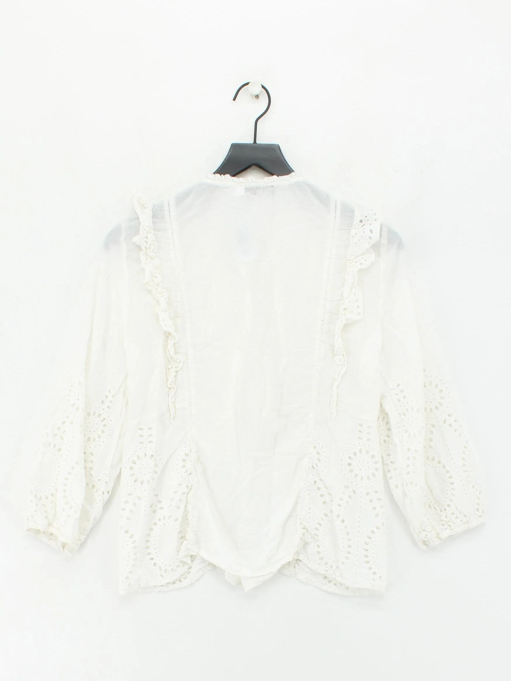Mint Velvet Women's Blouse UK 12 White 100% Other 3/4 Sleeve Collared Basic - Image 2