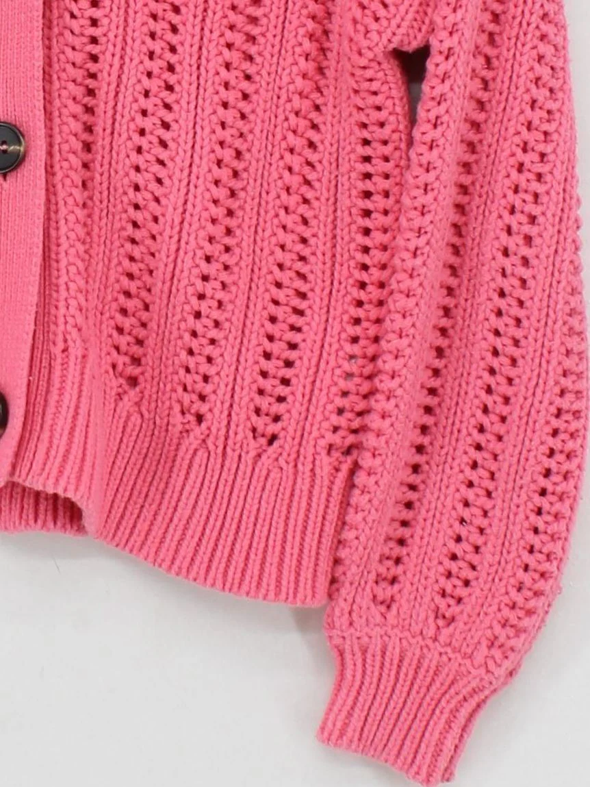 Mint Velvet Women's Cardigan S Pink Cotton with Acrylic V-Neck Cardigan - Image 4