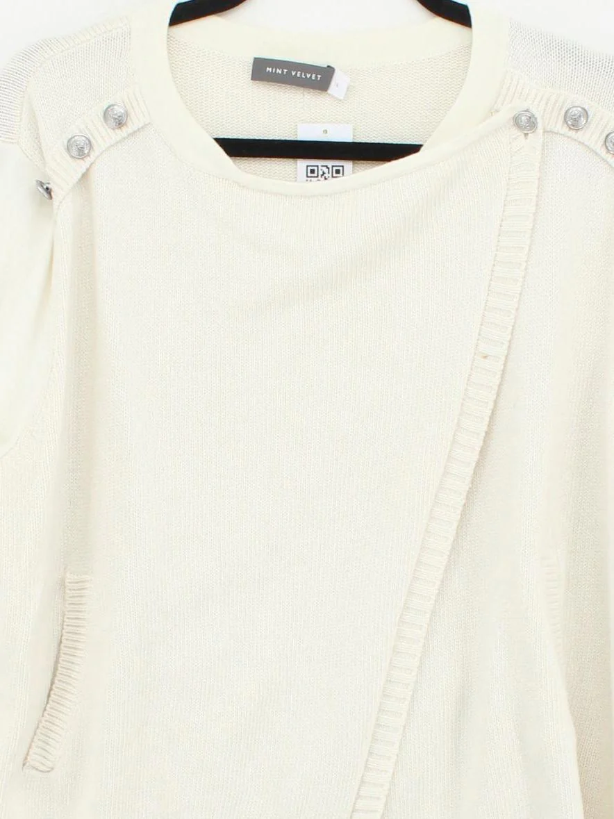Mint Velvet Women's Cardigan UK 16 Cream Cotton - Image 3