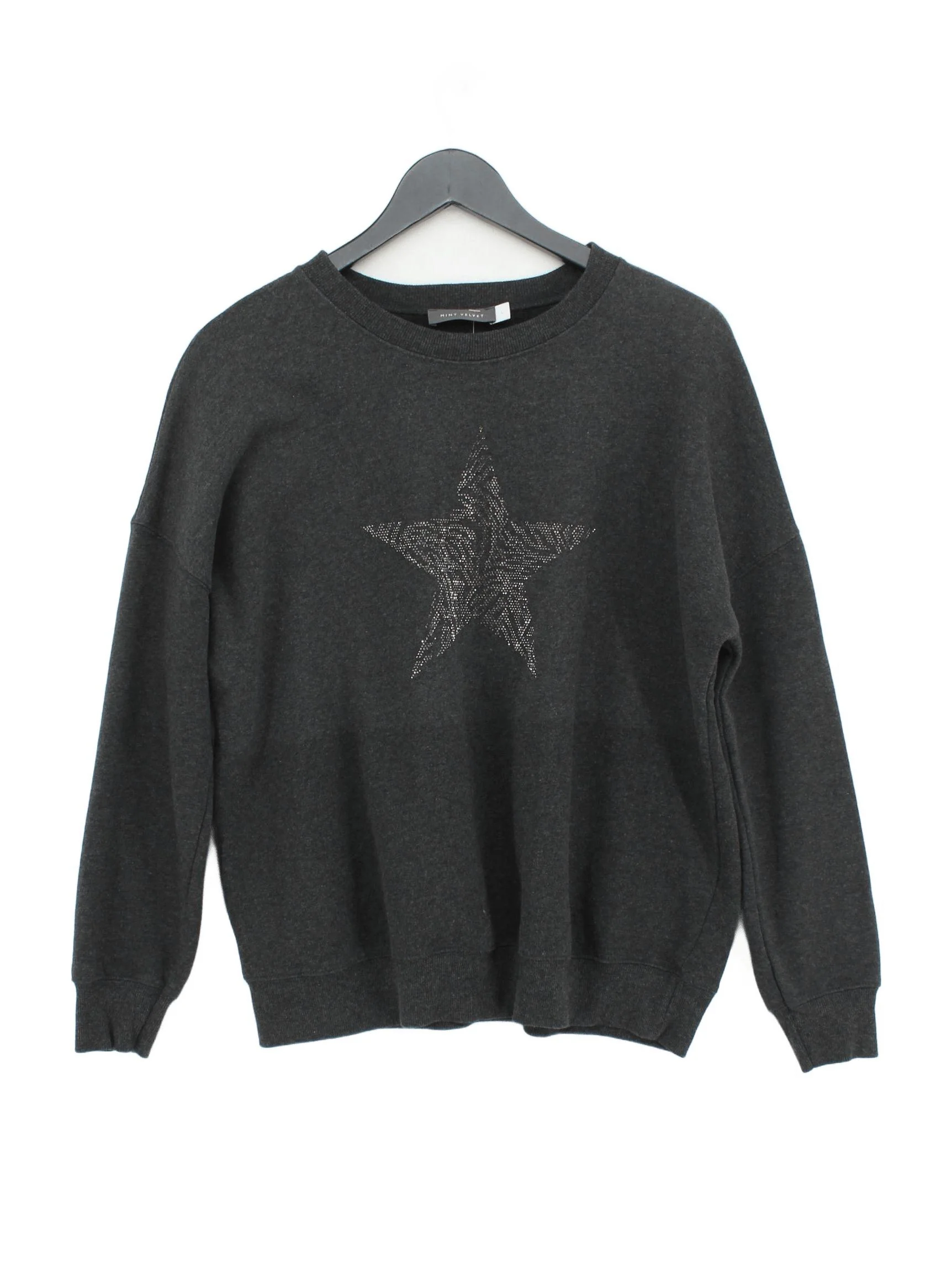 Mint Velvet Women's Hoodie L Grey Polyester with Cotton, Elastane Pullover