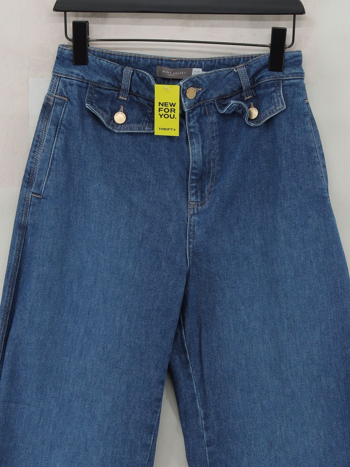 Mint Velvet Women's Jeans UK 12 Blue Cotton with Elastane Wide-Leg - Image 3