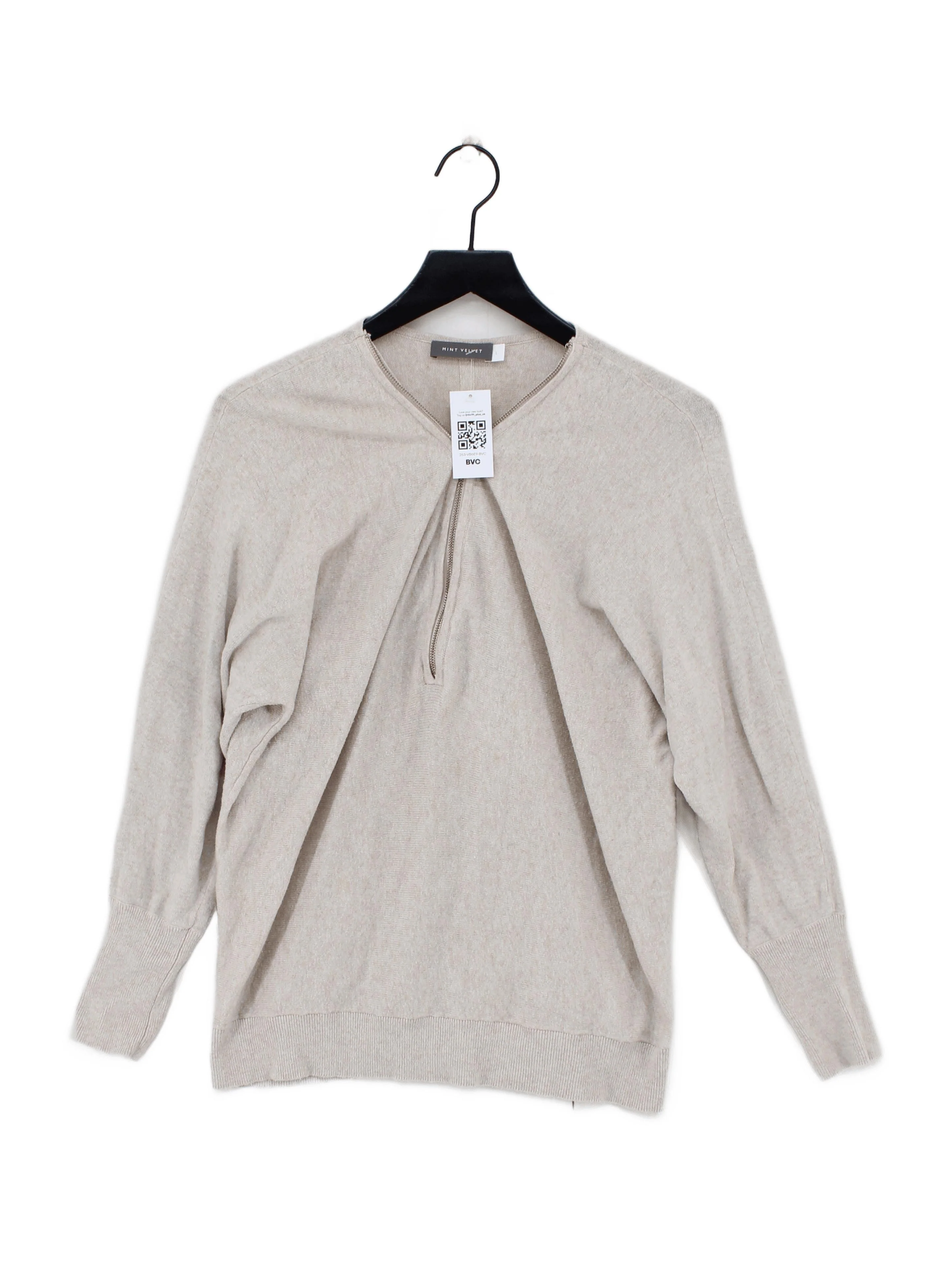 Mint Velvet Women's Jumper L Cream 100% Other V-Neck Pullover