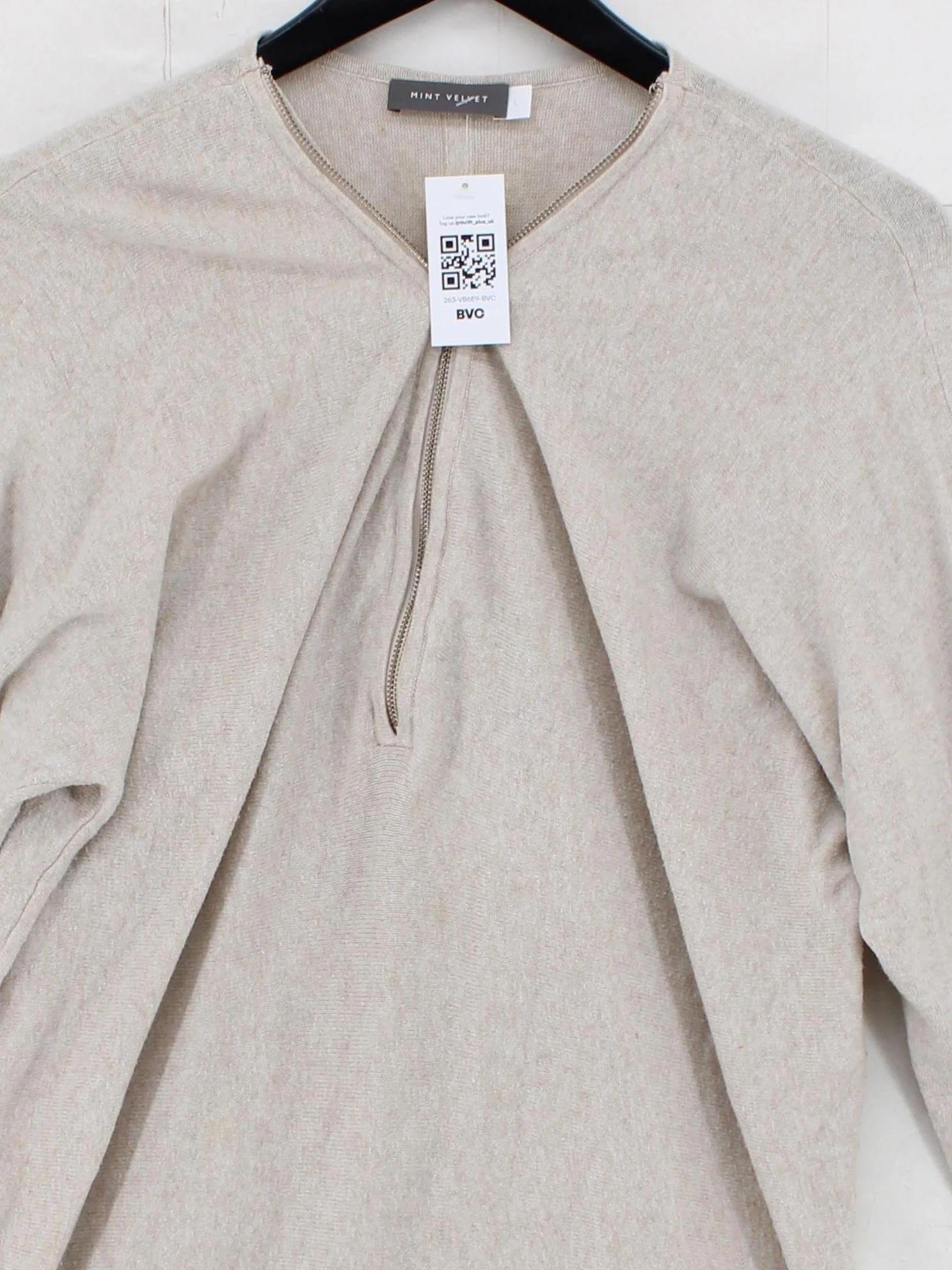Mint Velvet Women's Jumper L Cream 100% Other V-Neck Pullover - Image 3