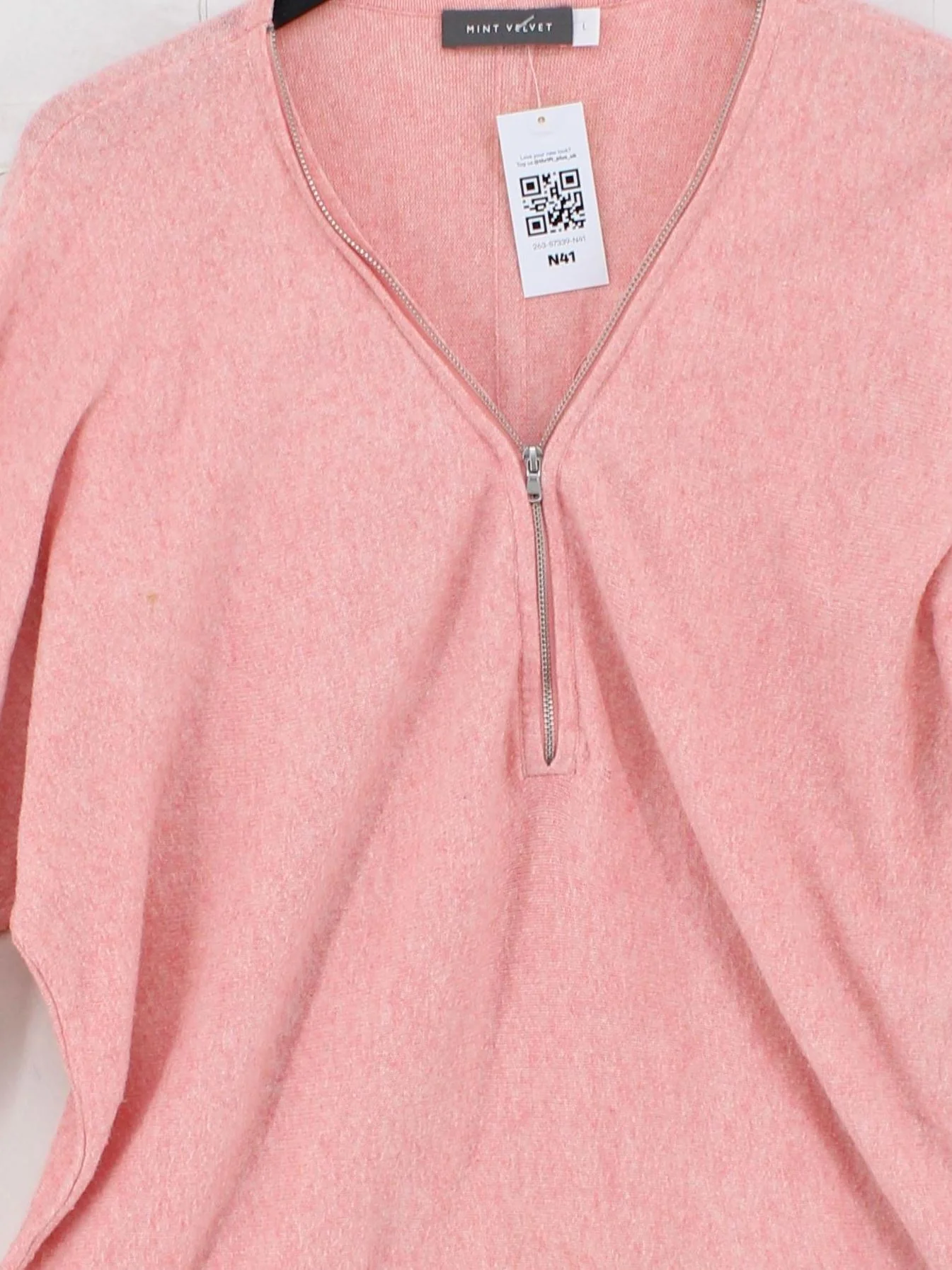 Mint Velvet Women's Jumper L Pink 100% Other V-Neck Pullover - Image 3