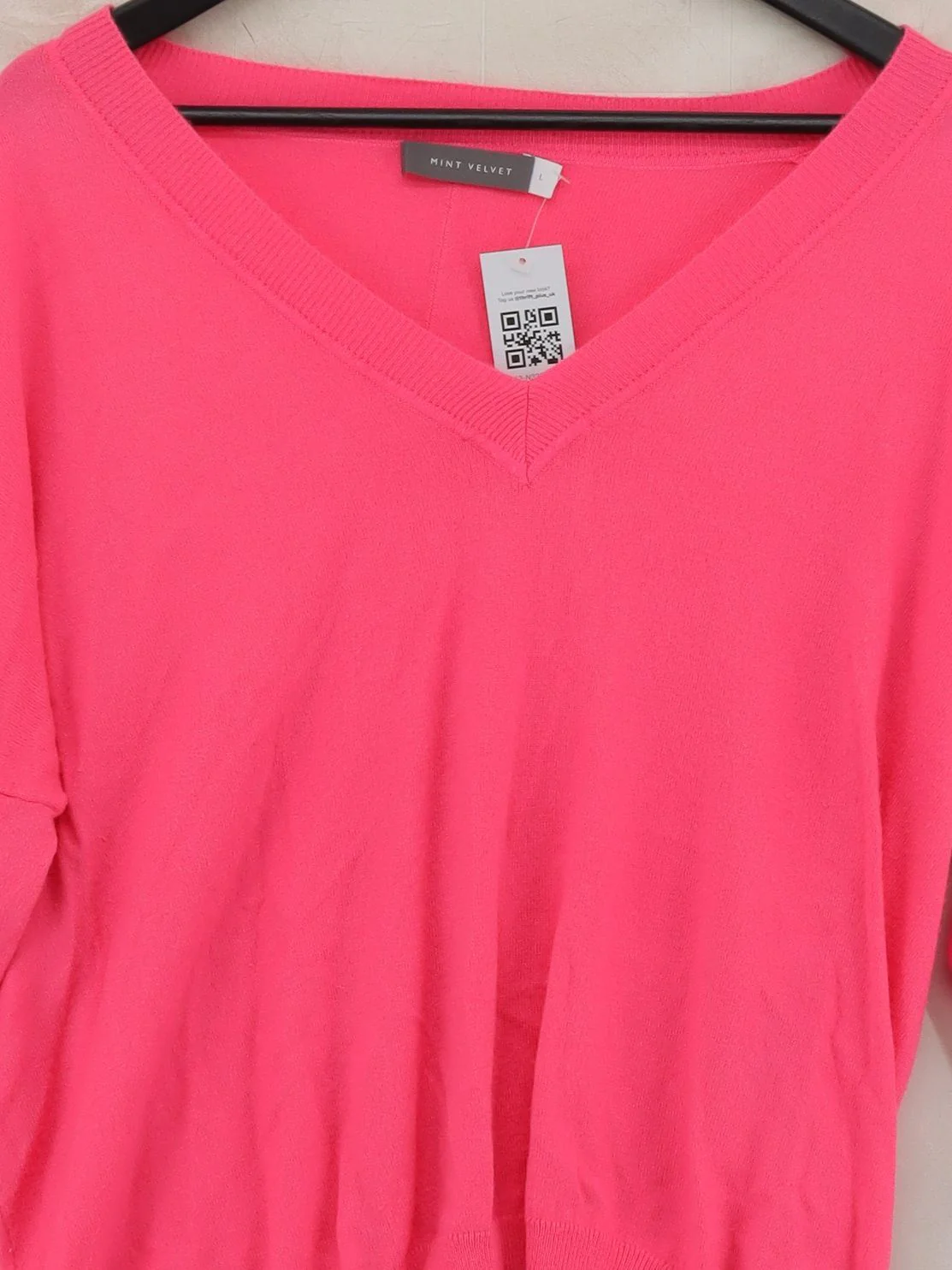 Mint Velvet Women's Jumper L Pink Viscose with Polyamide V-Neck Pullover - Image 3