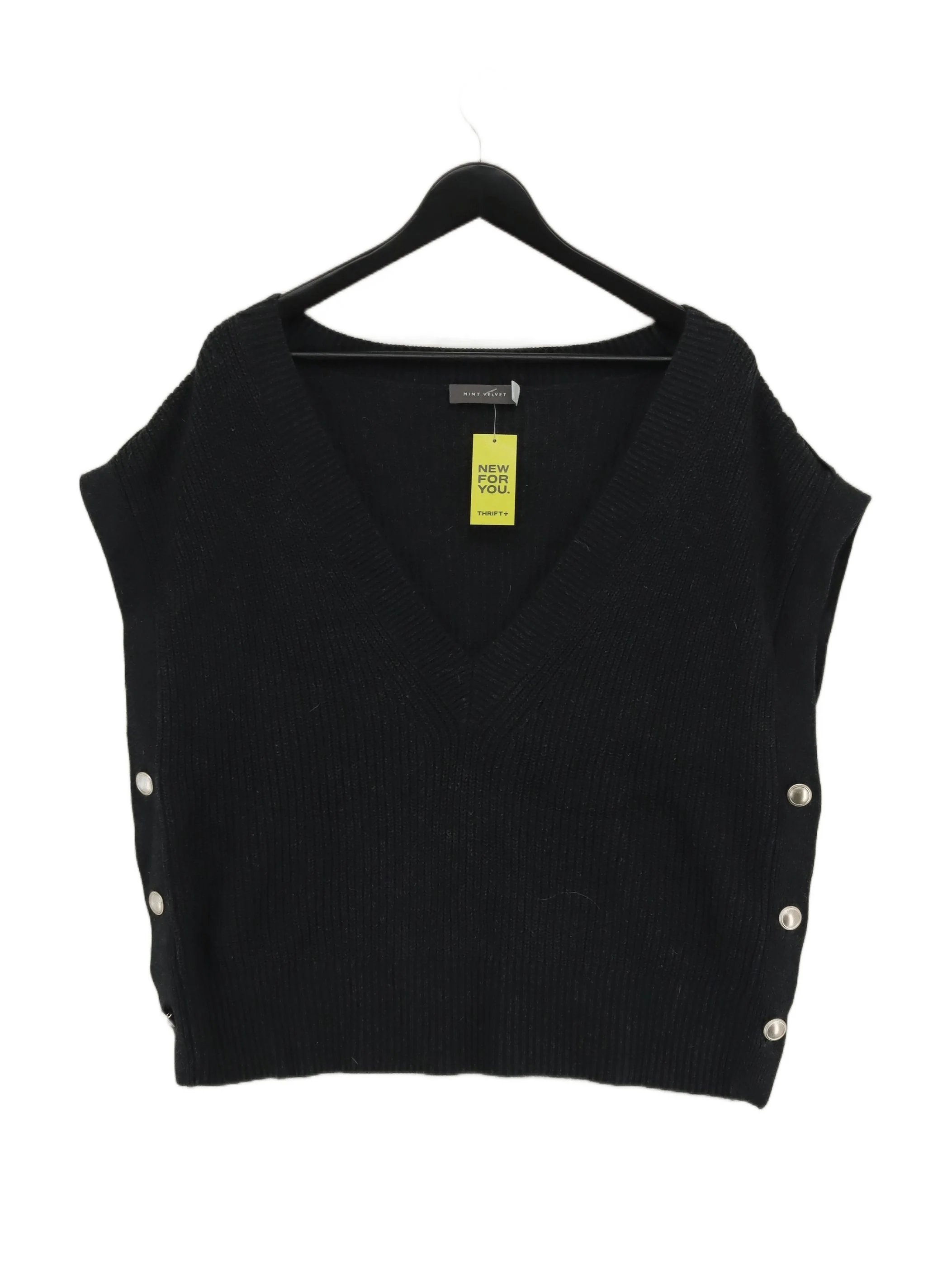 Mint Velvet Women's Jumper M Black 100% Cotton V-Neck Vest
