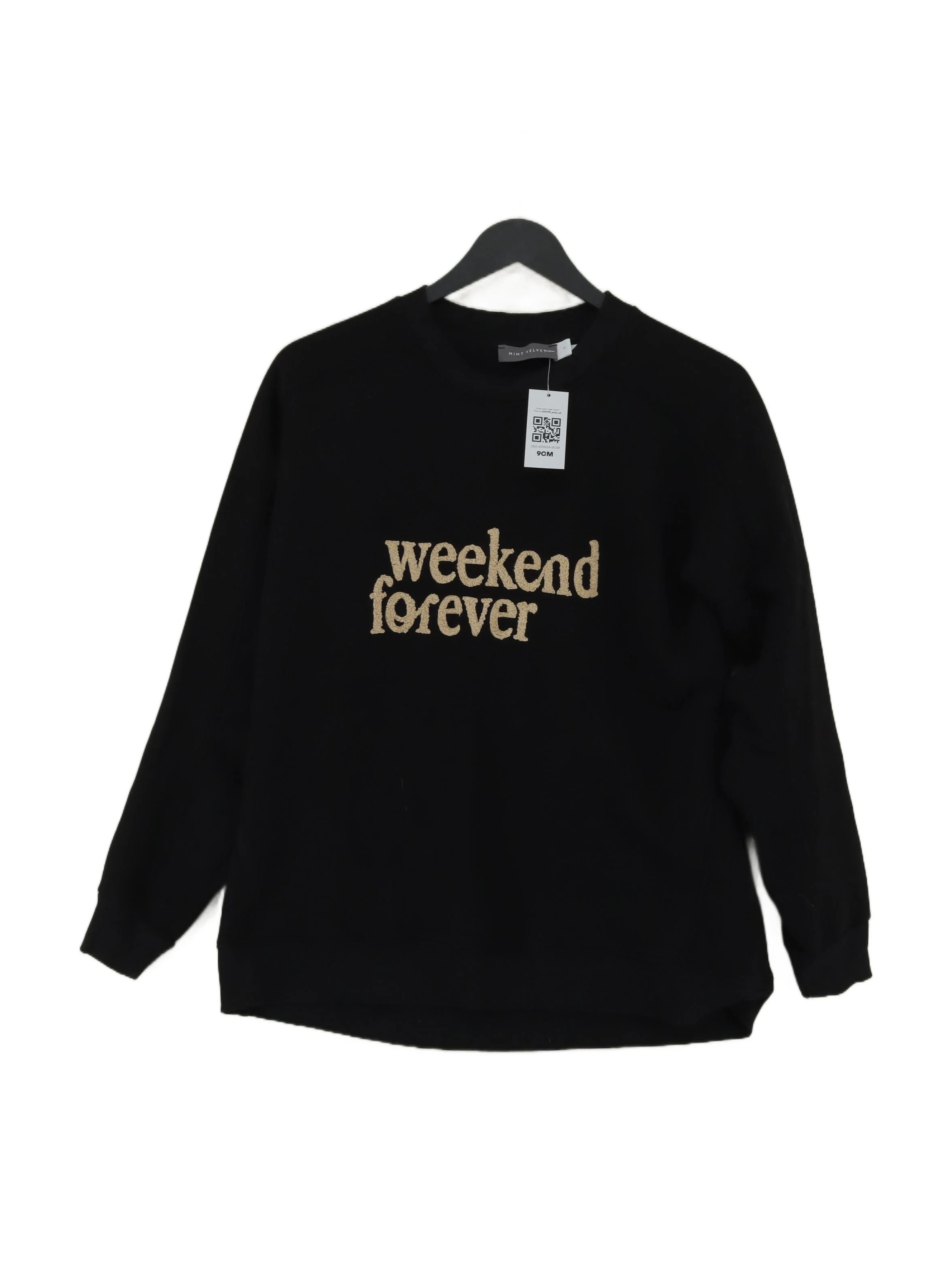 Mint Velvet Women's Jumper M Black Graphic 100% Other Crew Neck Pullover