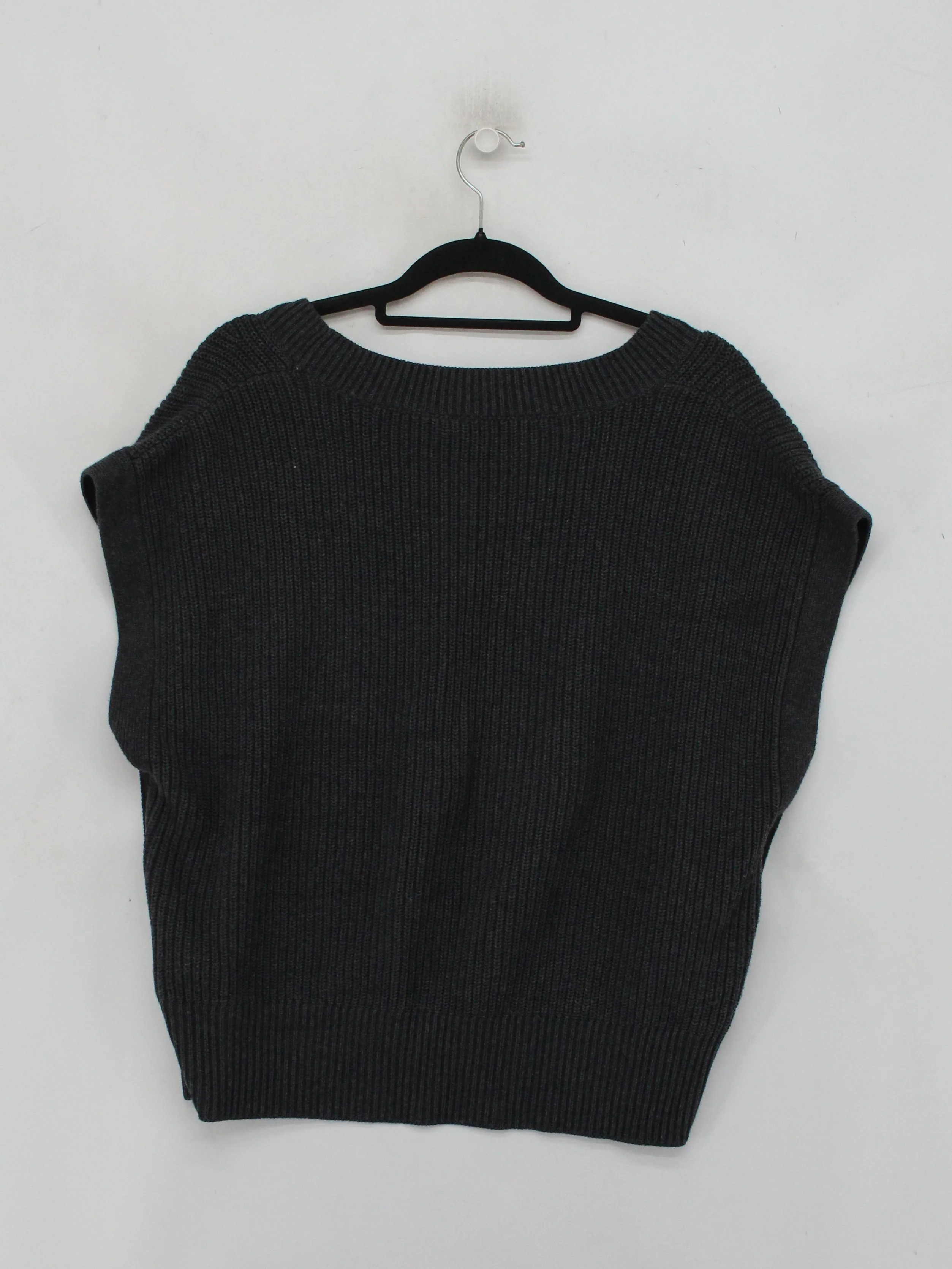Mint Velvet Women's Jumper M Grey 100% Cotton V-Neck Vest - Image 2