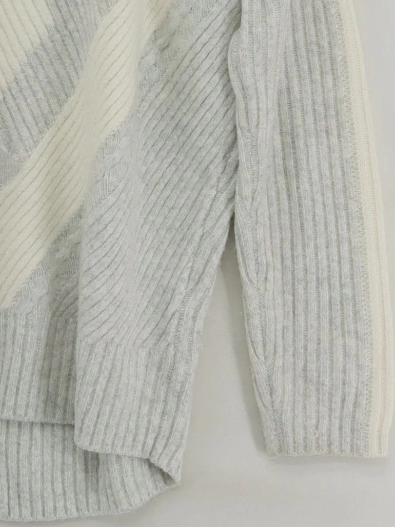 Mint Velvet Women's Jumper M Grey Striped 100% Wool High Neck Pullover - Image 4