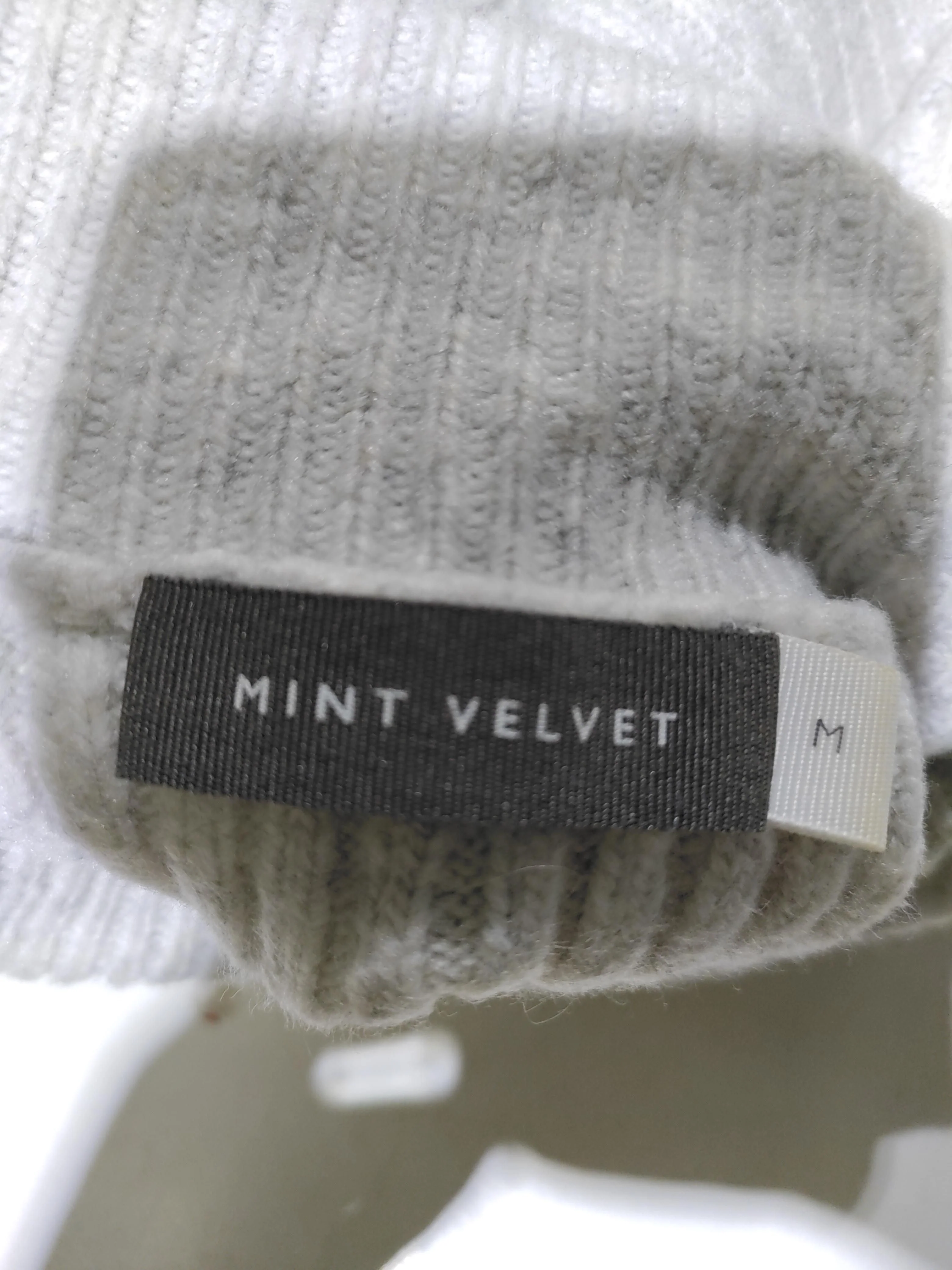 Mint Velvet Women's Jumper M Grey Striped 100% Wool High Neck Pullover - Image 6