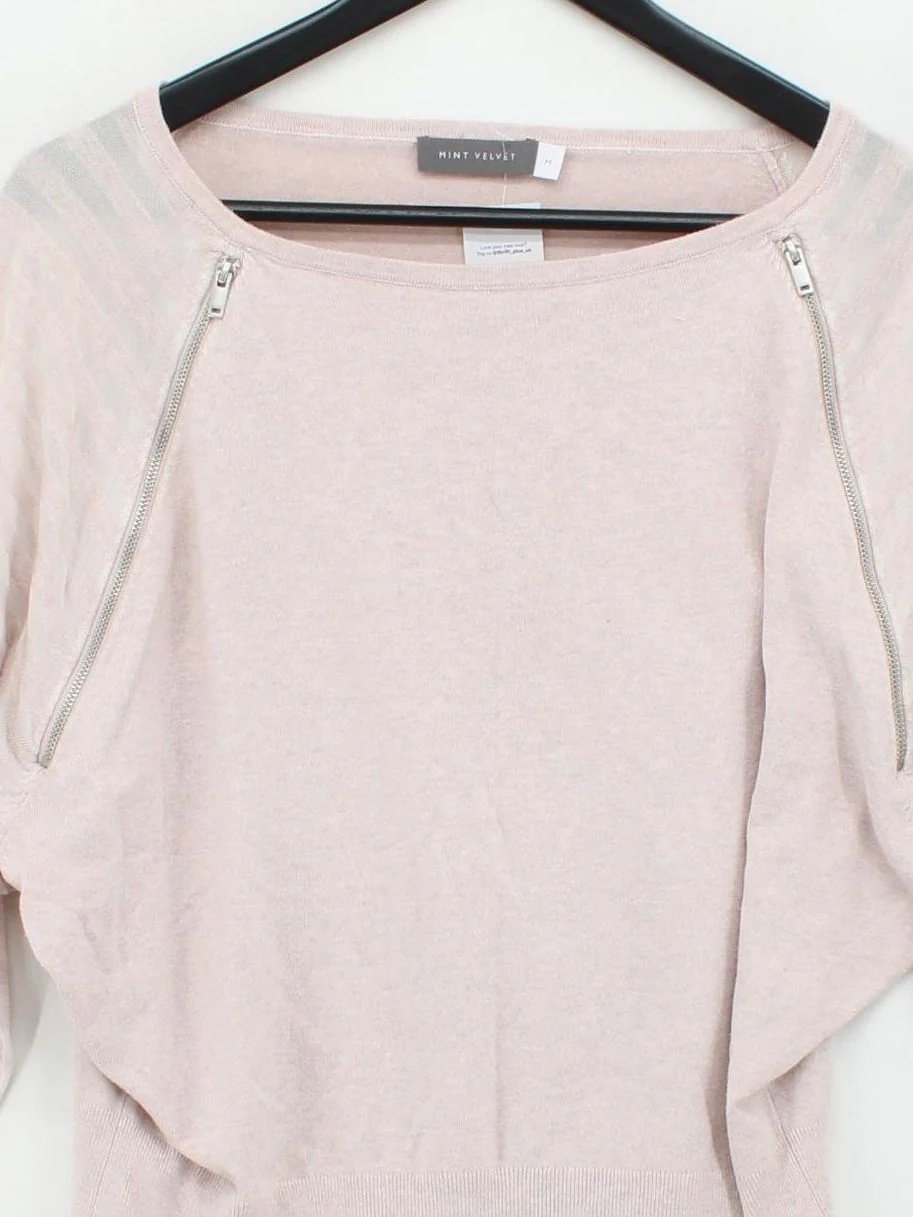 Mint Velvet Women's Jumper M Pink 100% Other Round Neck Pullover - Image 3