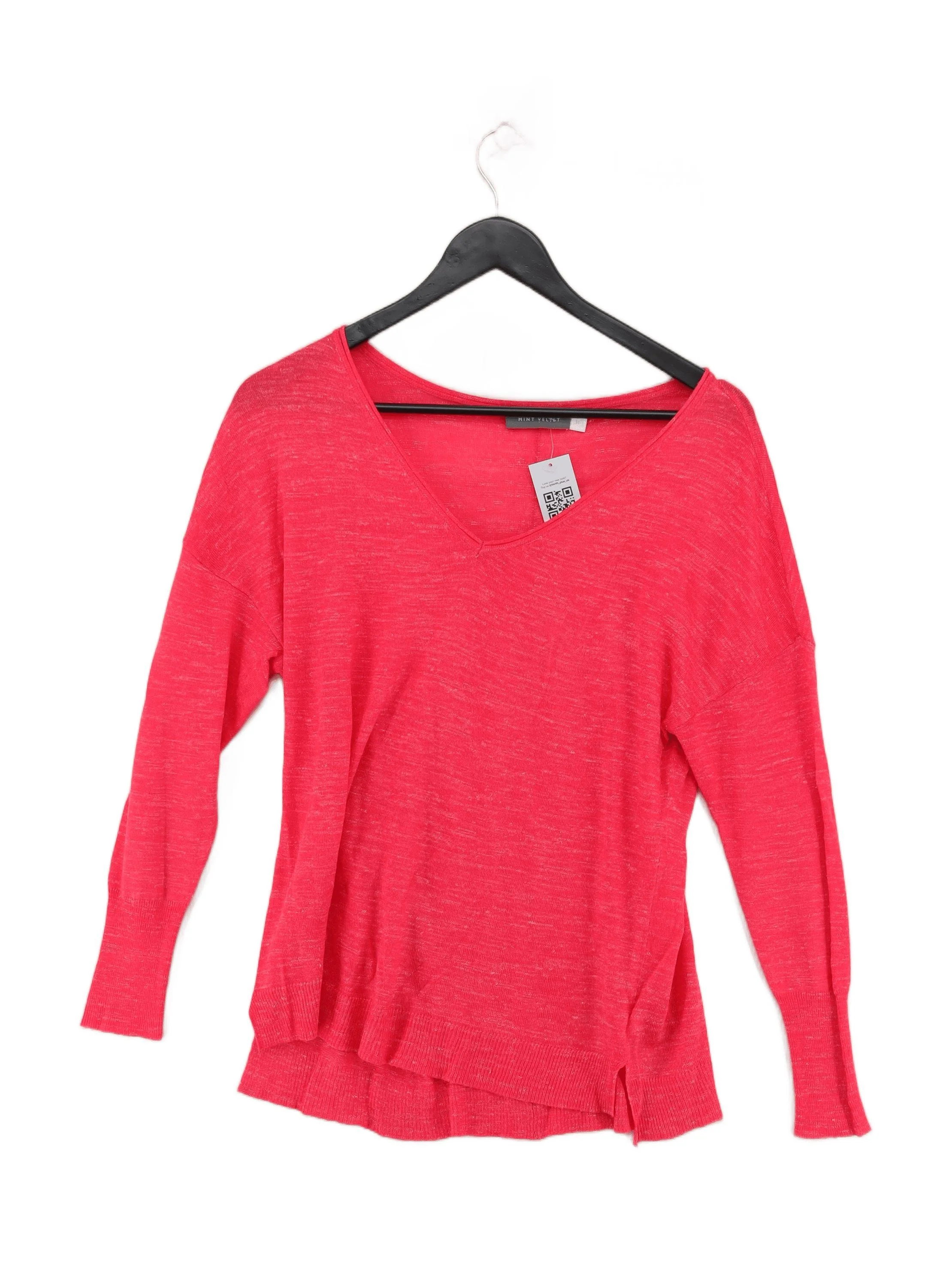 Mint Velvet Women's Jumper M Red Acrylic with Polyamide, Linen V-Neck Pullover
