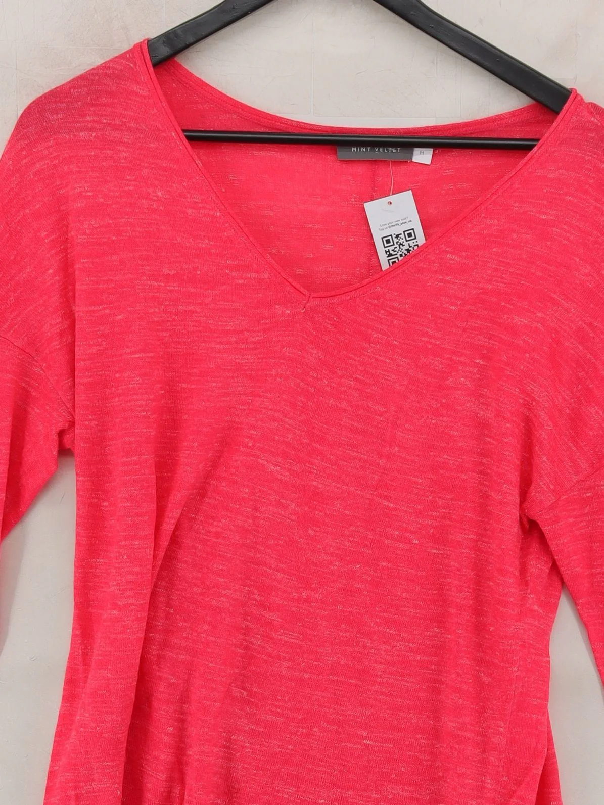Mint Velvet Women's Jumper M Red Acrylic with Polyamide, Linen V-Neck Pullover - Image 3