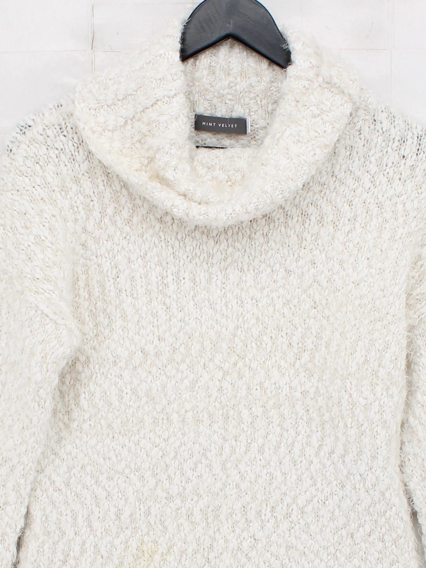 Mint Velvet Women's Jumper UK 10 Cream Polyester with Nylon, Acrylic Pullover - Image 3