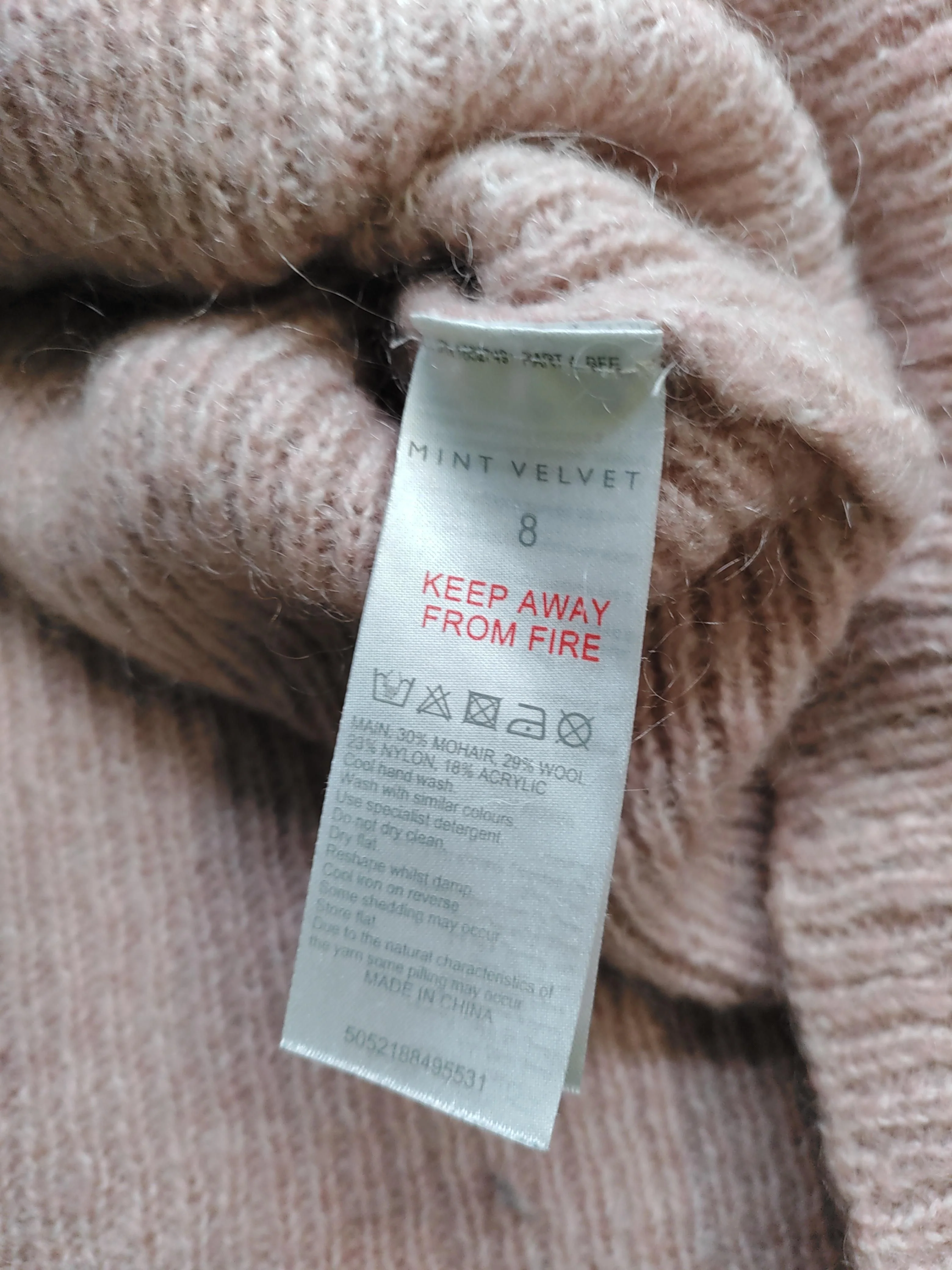 Mint Velvet Women's Jumper UK 8 Pink Mohair with Wool, Nylon, Acrylic Pullover - Image 7