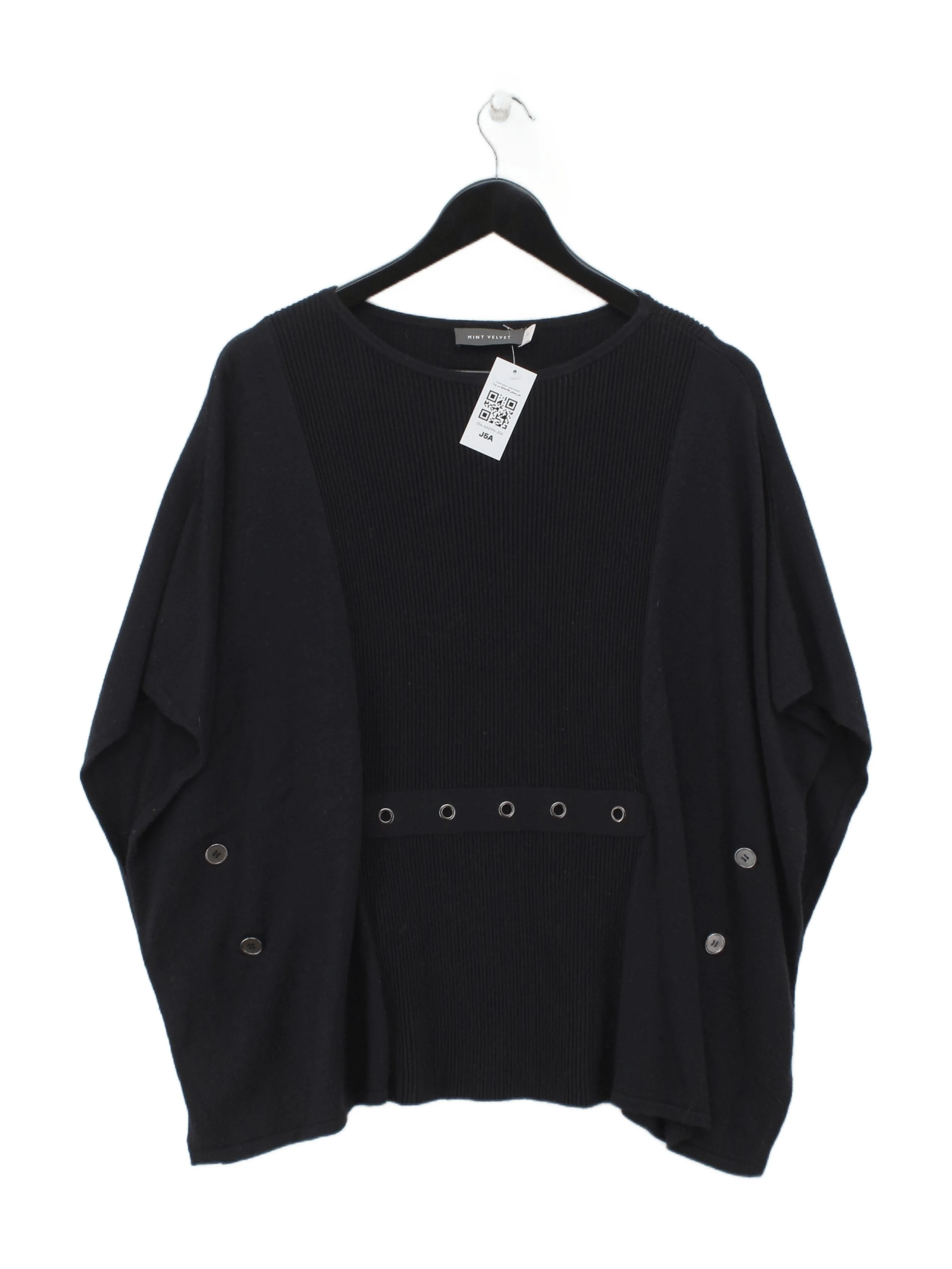 Mint Velvet Women's Jumper XS Black Viscose with Polyamide Round Neck Pullover
