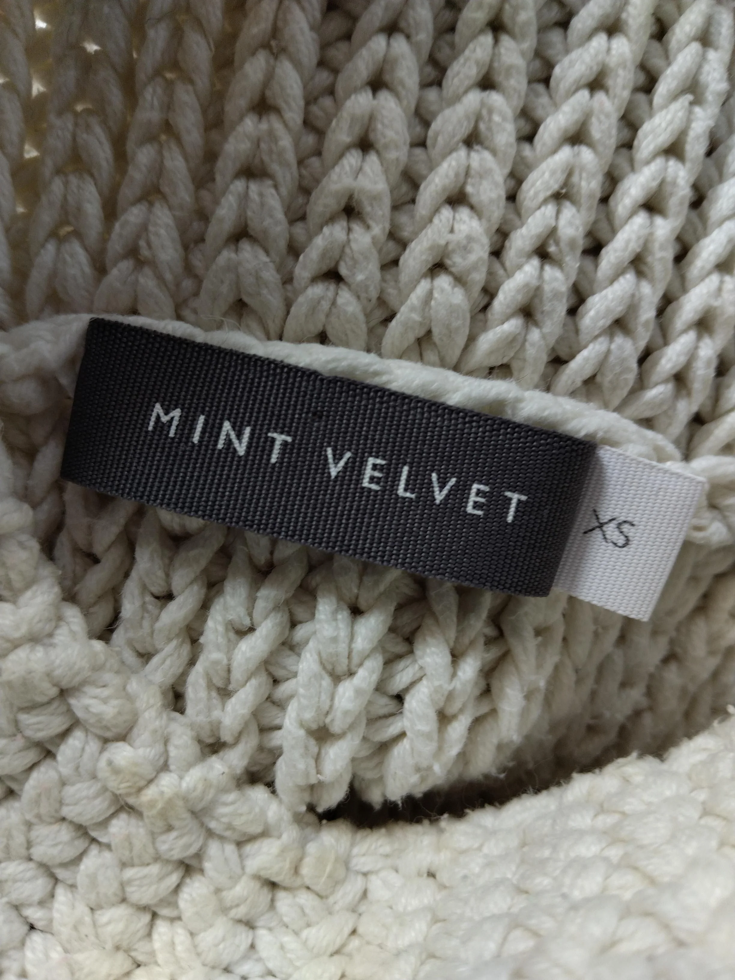Mint Velvet Women's Jumper XS Cream Cotton with Acrylic Roll Neck Pullover - Image 5