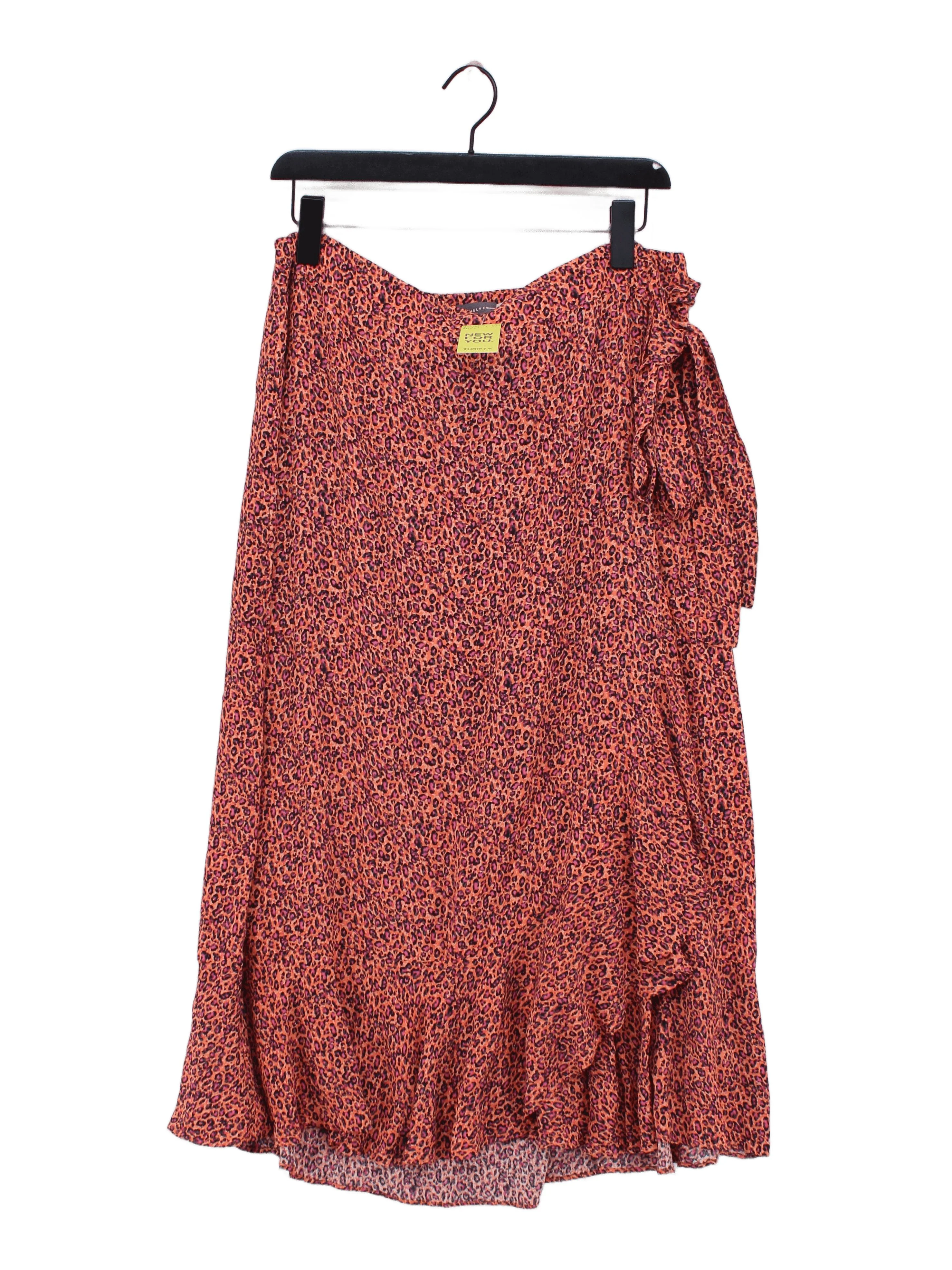 Mint Velvet Women's Midi Skirt UK 14 Orange Viscose with Polyester Wrap