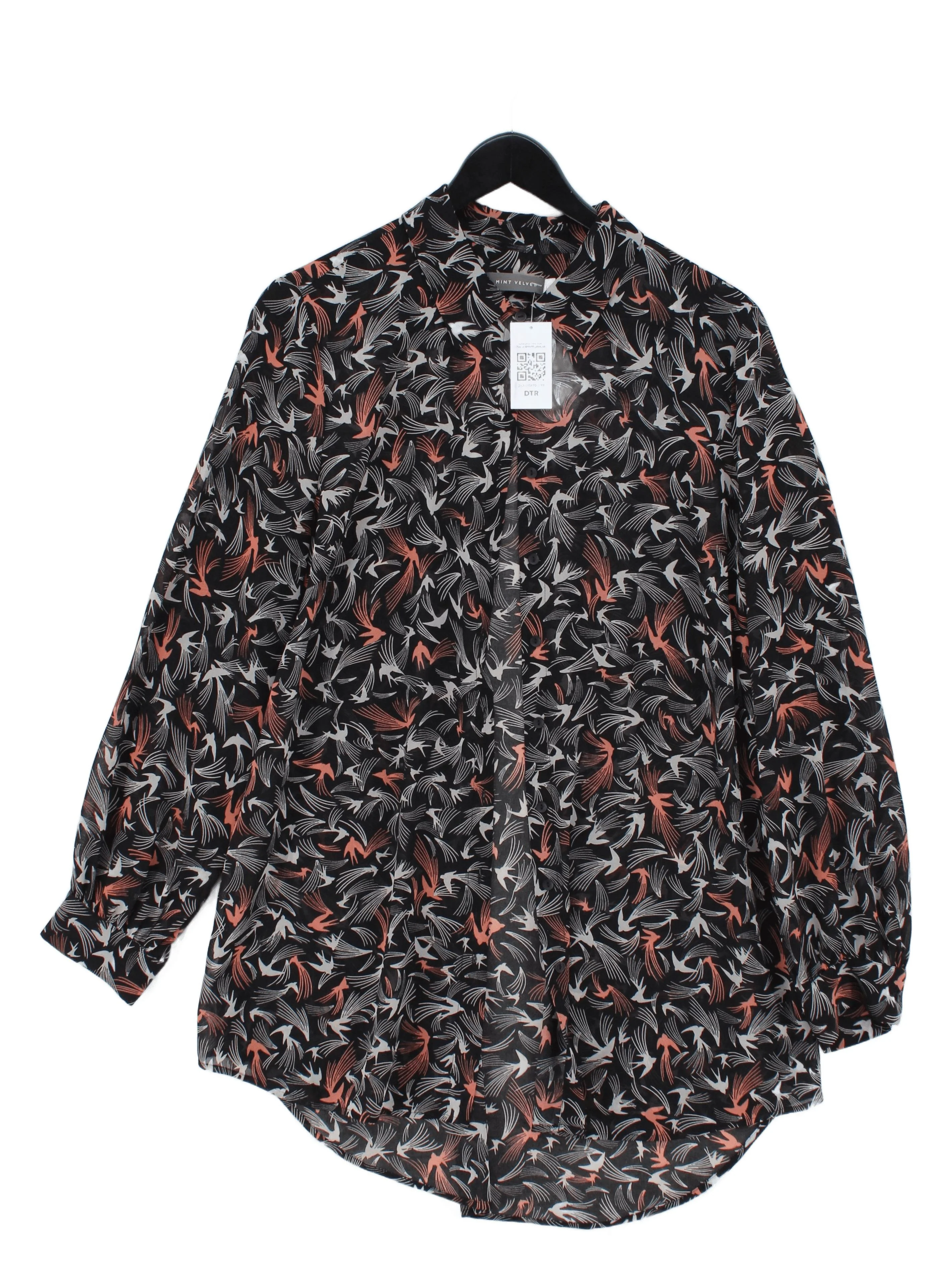 Mint Velvet Women's Shirt L Black 100% Other Long Sleeve Collared Basic
