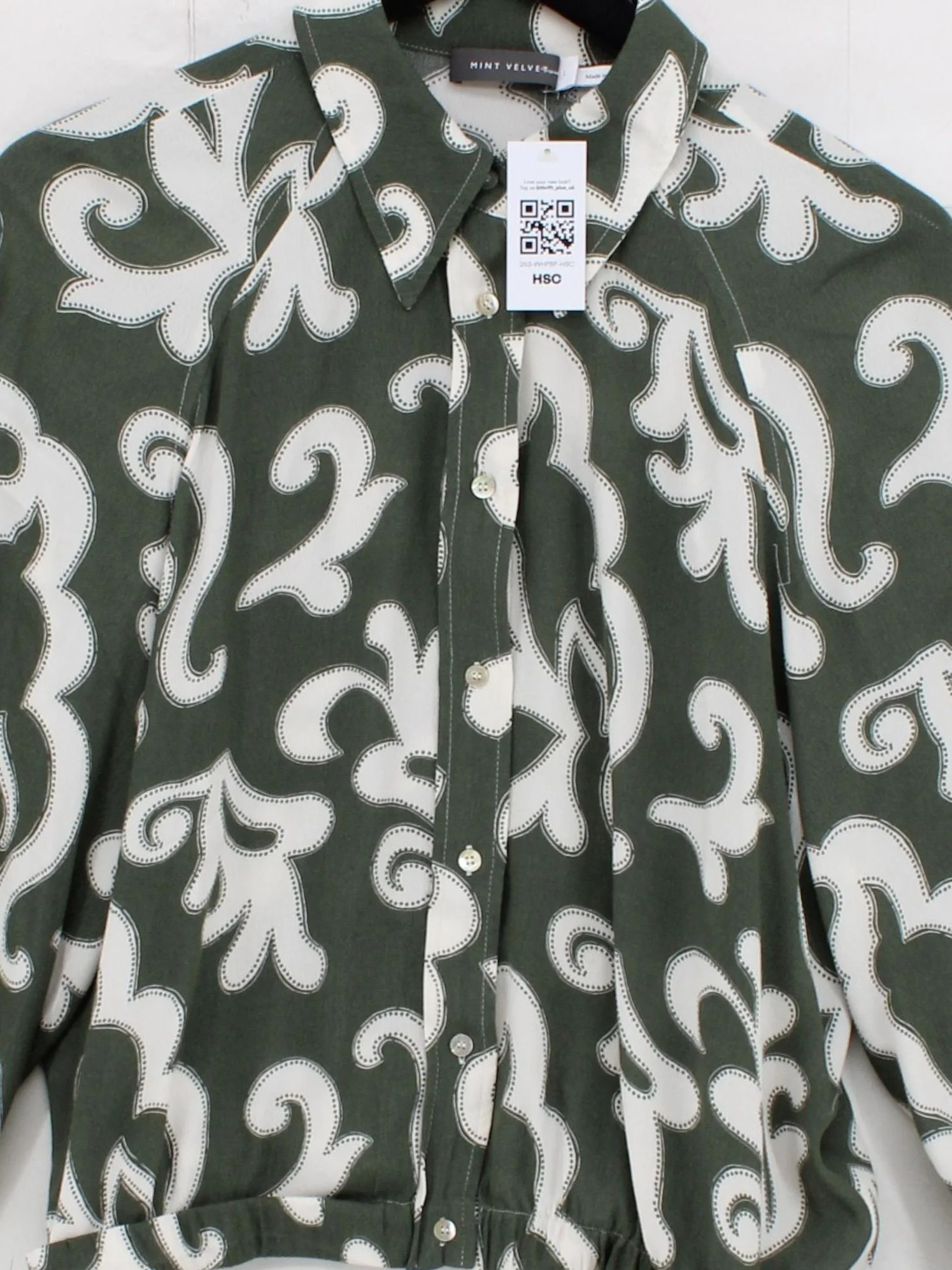 Mint Velvet Women's Shirt L Green 100% Viscose Long Sleeve Collared Basic - Image 3