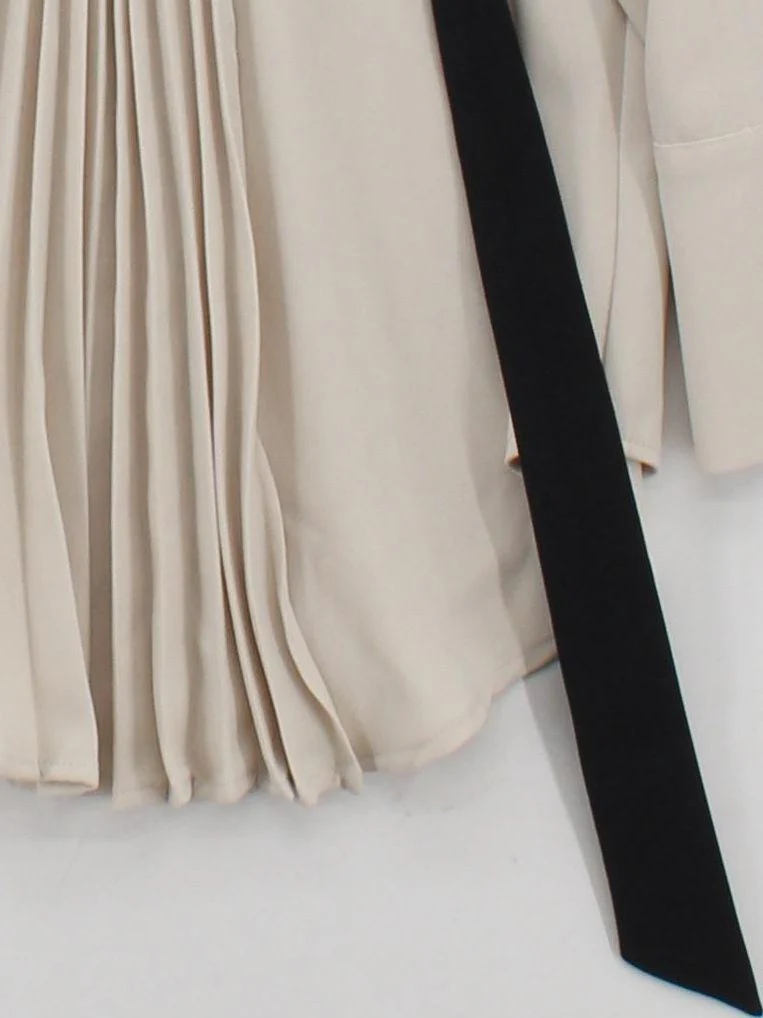Mint Velvet Women's Shirt M Cream 100% Polyester Long Sleeve Collared Basic - Image 4